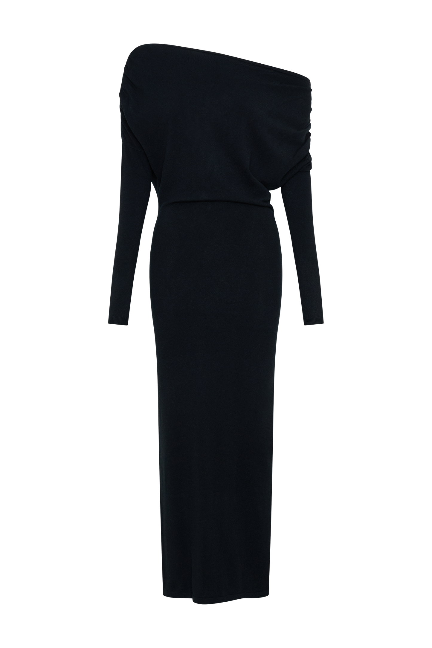 Robe mi-longue en tricot à col montant Jessie - Noir