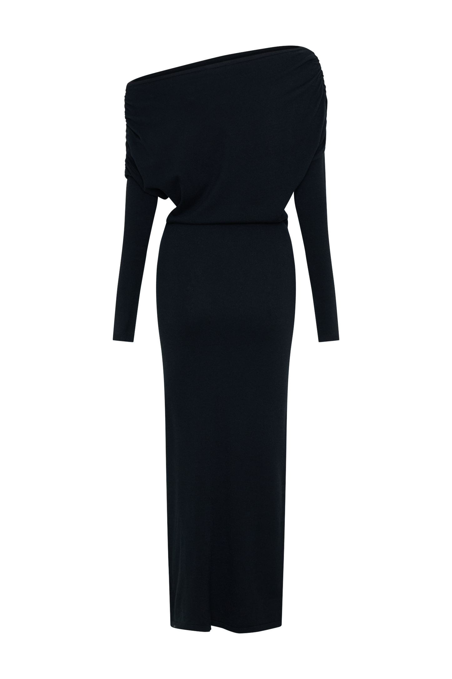 Robe mi-longue en tricot à col montant Jessie - Noir