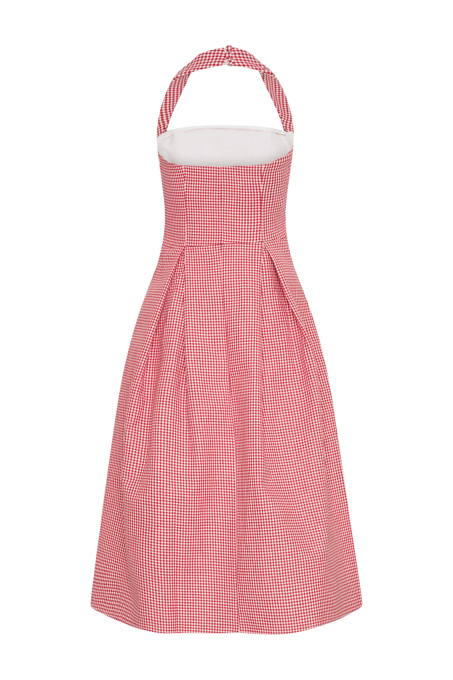 Juana, robe midi à col montant - carreaux rouges