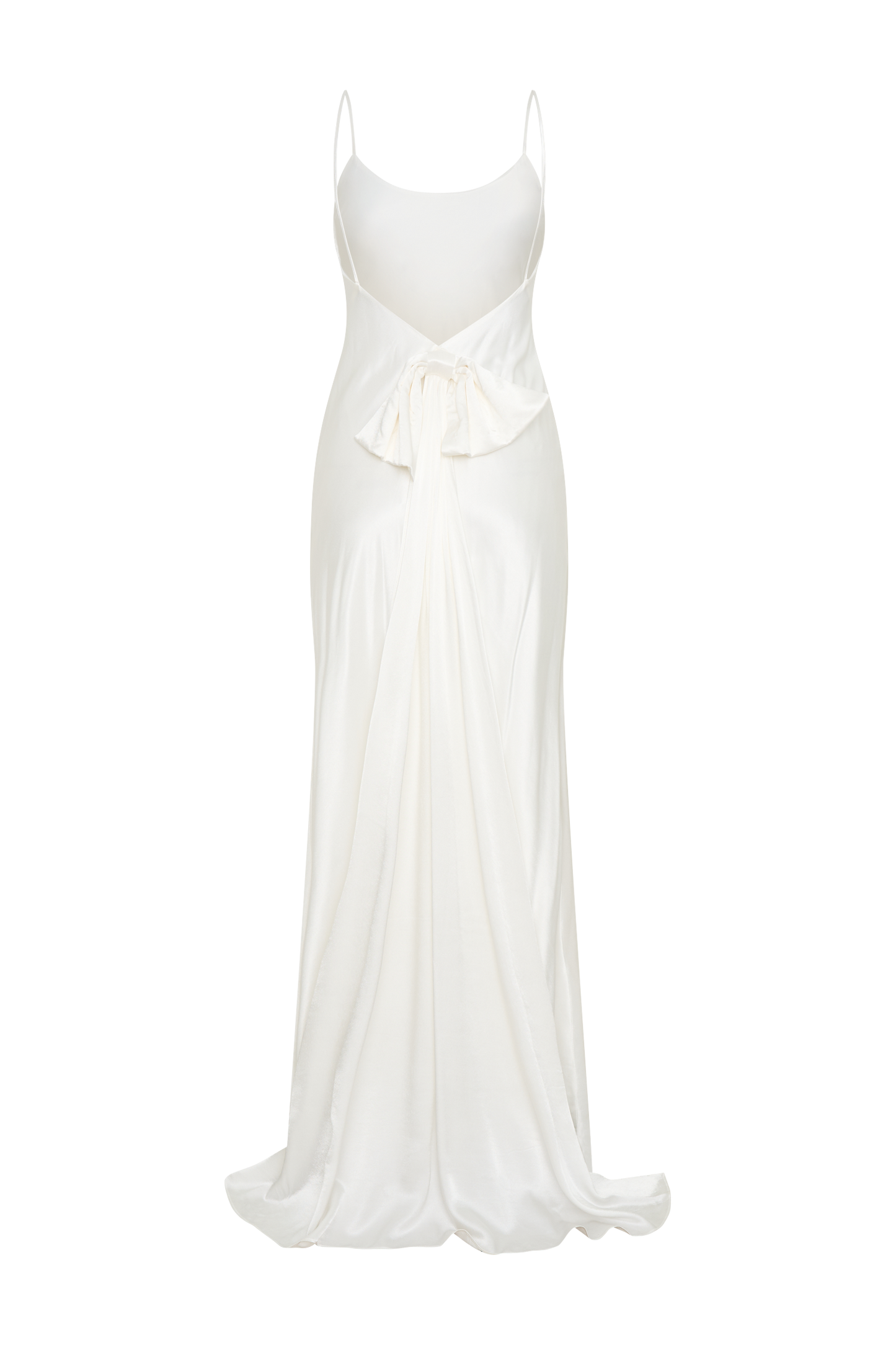 Robe Maxi Kailey à Décolleté dans le Dos avec Traîne à Ruban Amovible - Blanc