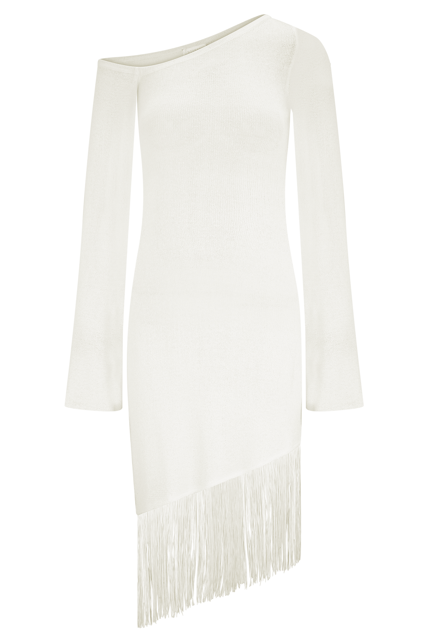 Mini-robe en tricot à franges et épaules dénudées Kayden - Ivoire