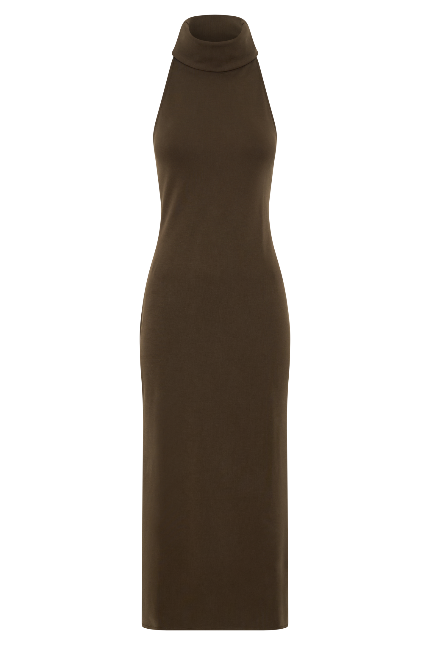 Robe midi à col montant Kennedy - Chocolat