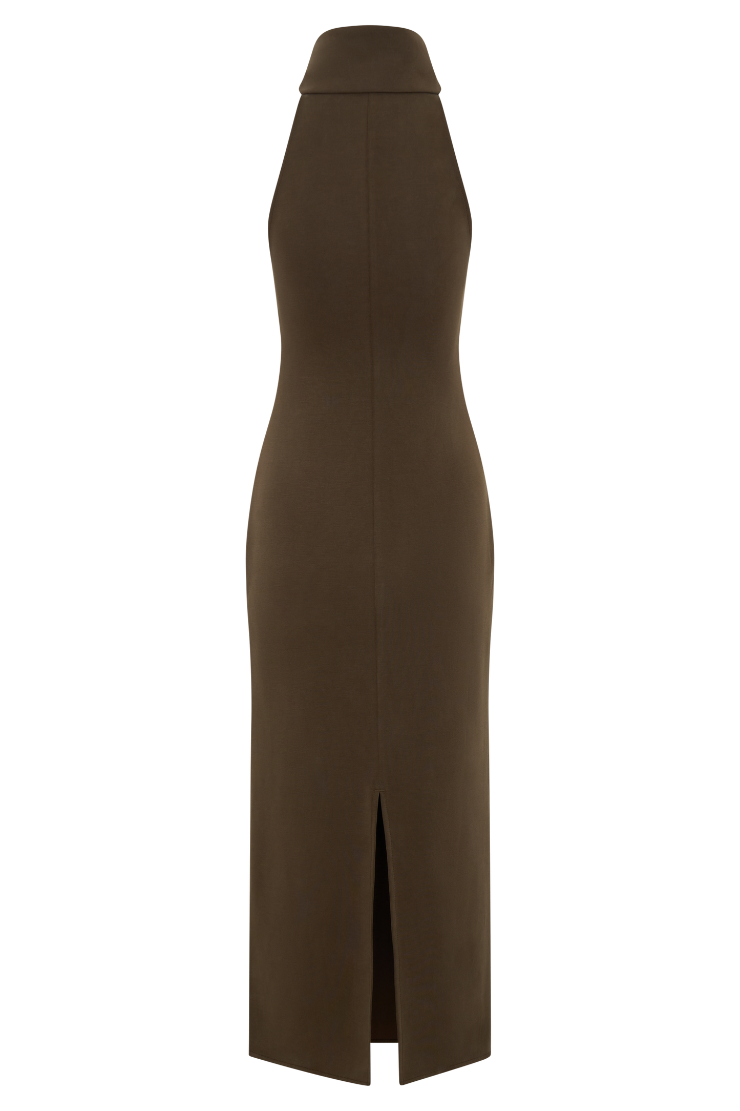 Robe midi à col montant Kennedy - Chocolat