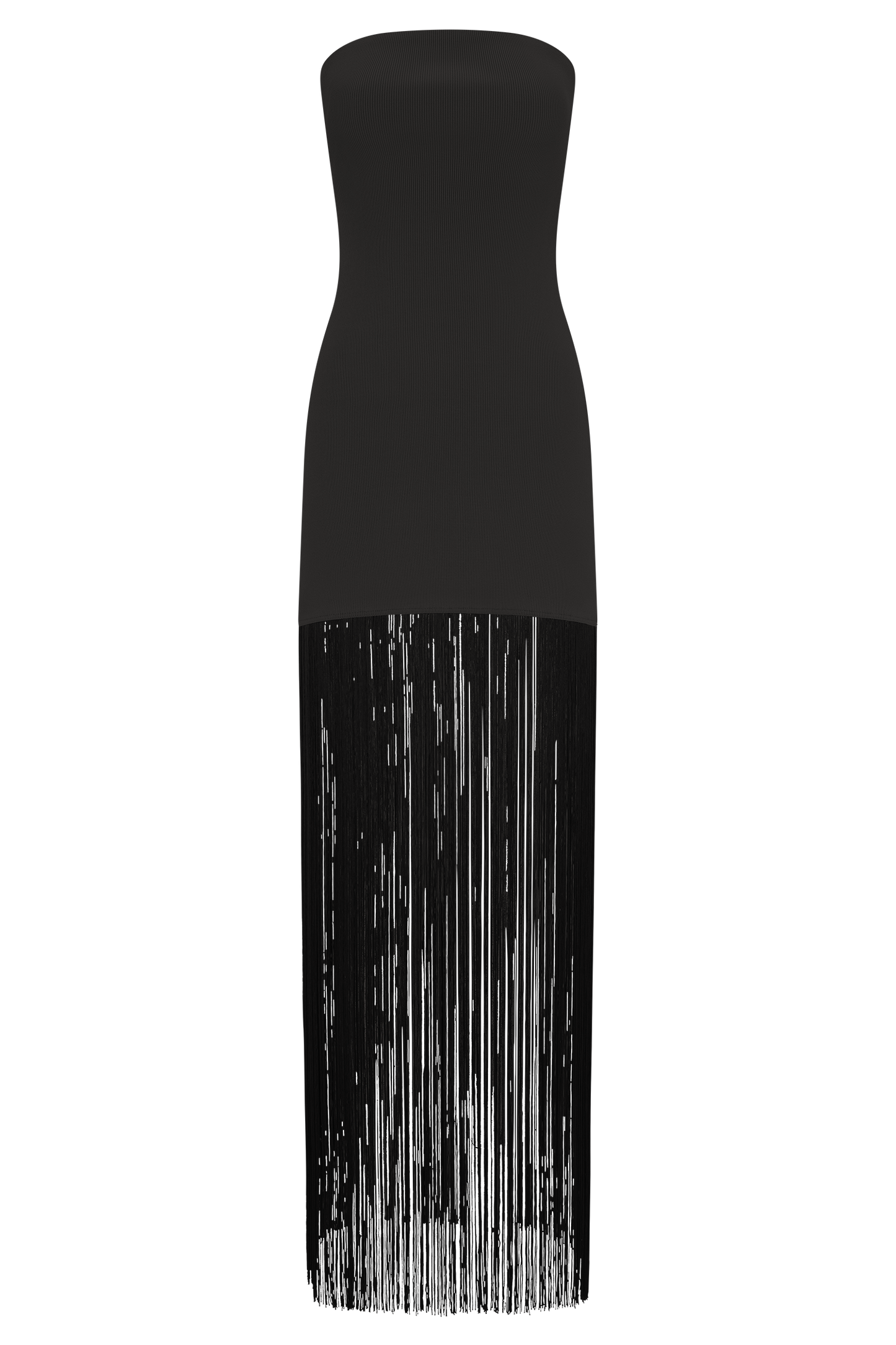 Robe maxi en jersey côtelé à franges Koah - Noir