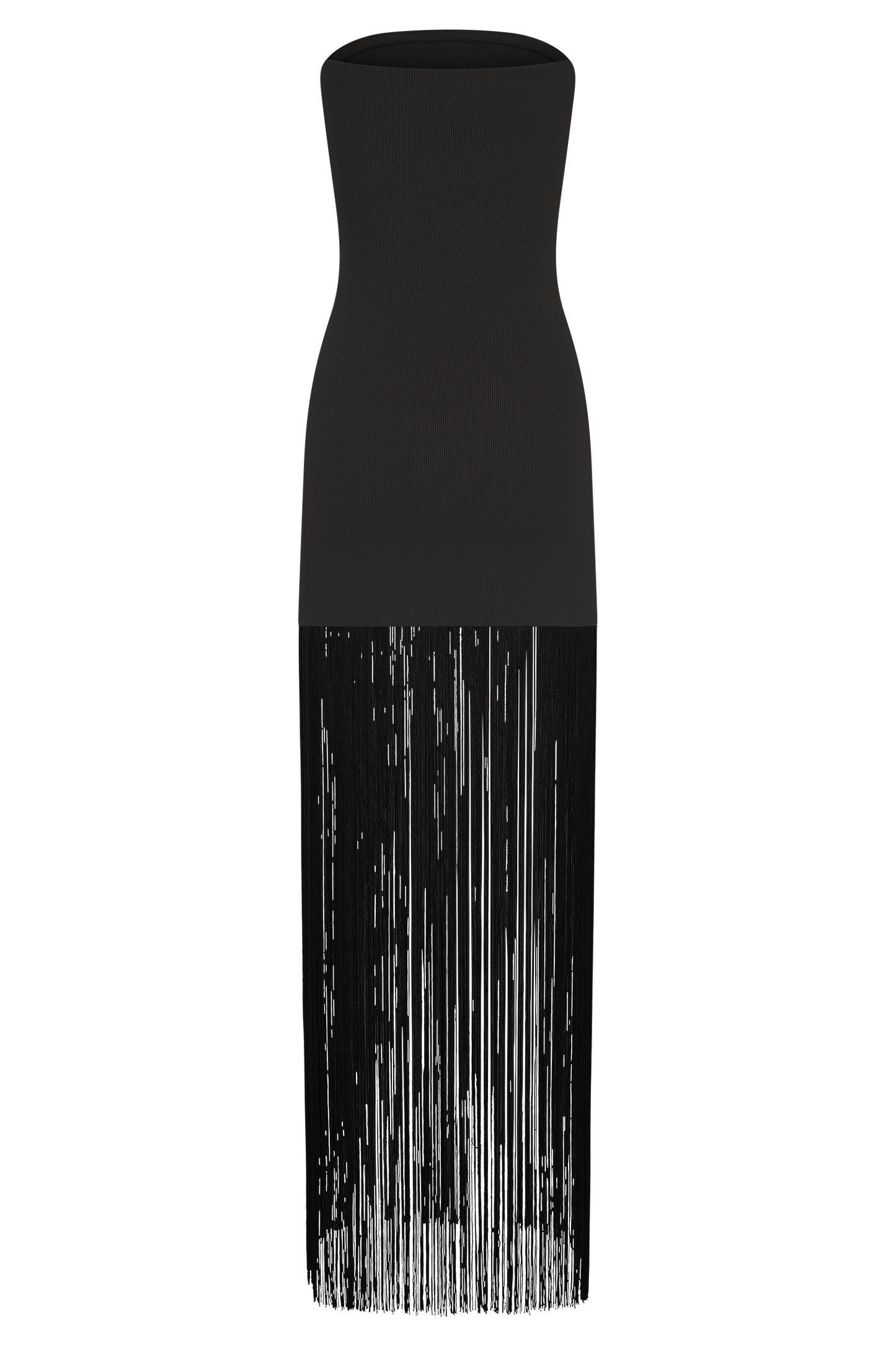 Robe maxi en jersey côtelé à franges Koah - Noir