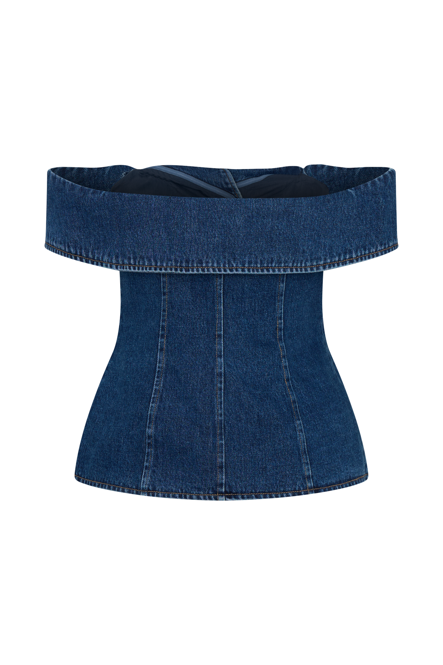 Top en jean à épaules dénudées Krista - Bleu foncé