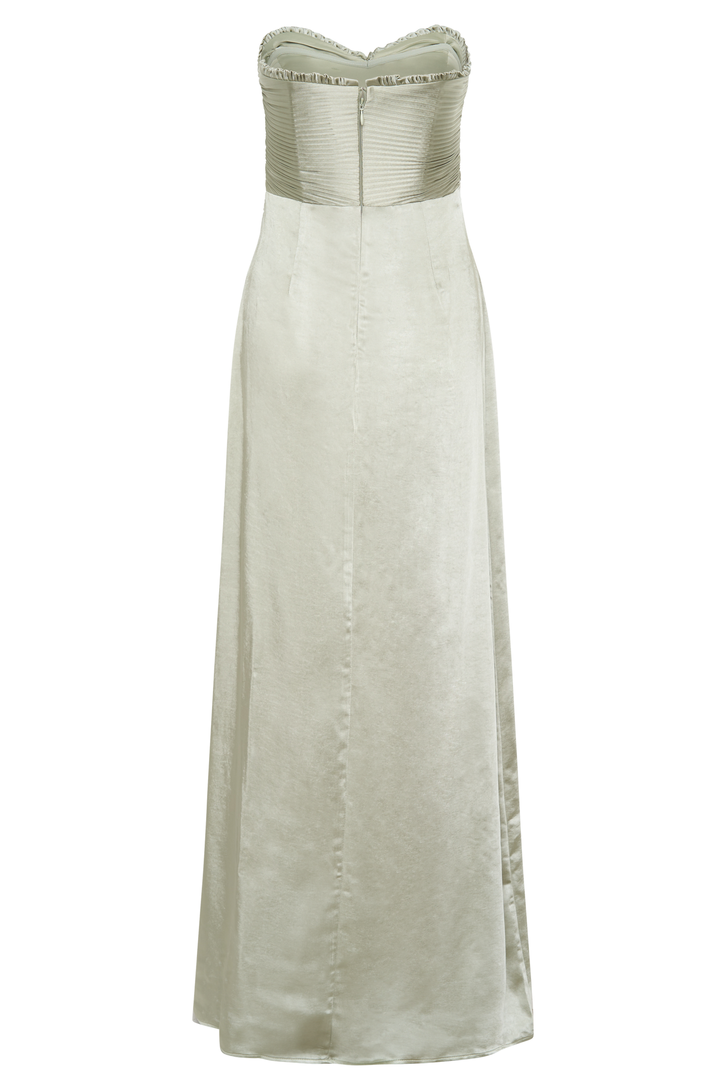 Robe Maxi Larissa en Satin avec Pétales Froncés - SAGE