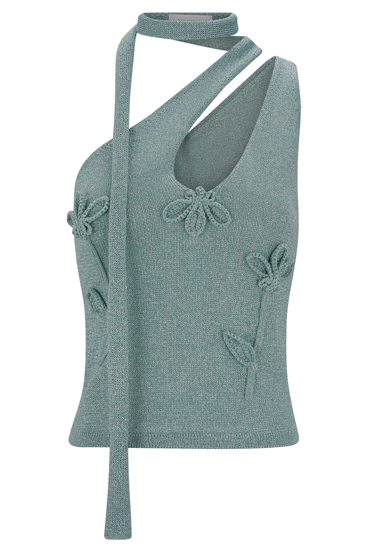Top en tricot métallisé à une épaule Leone - Aqua