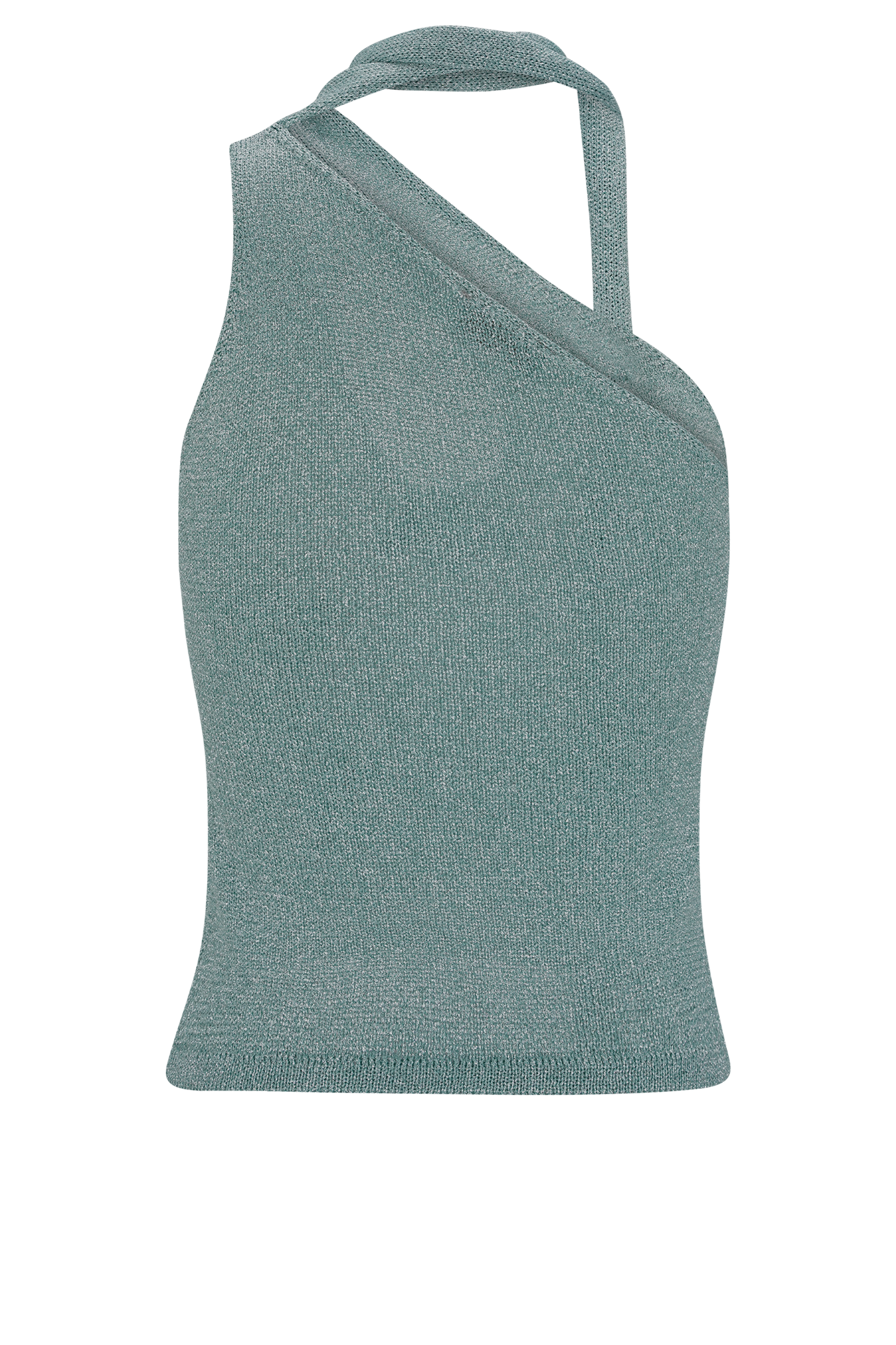 Top en tricot métallisé à une épaule Leone - Aqua