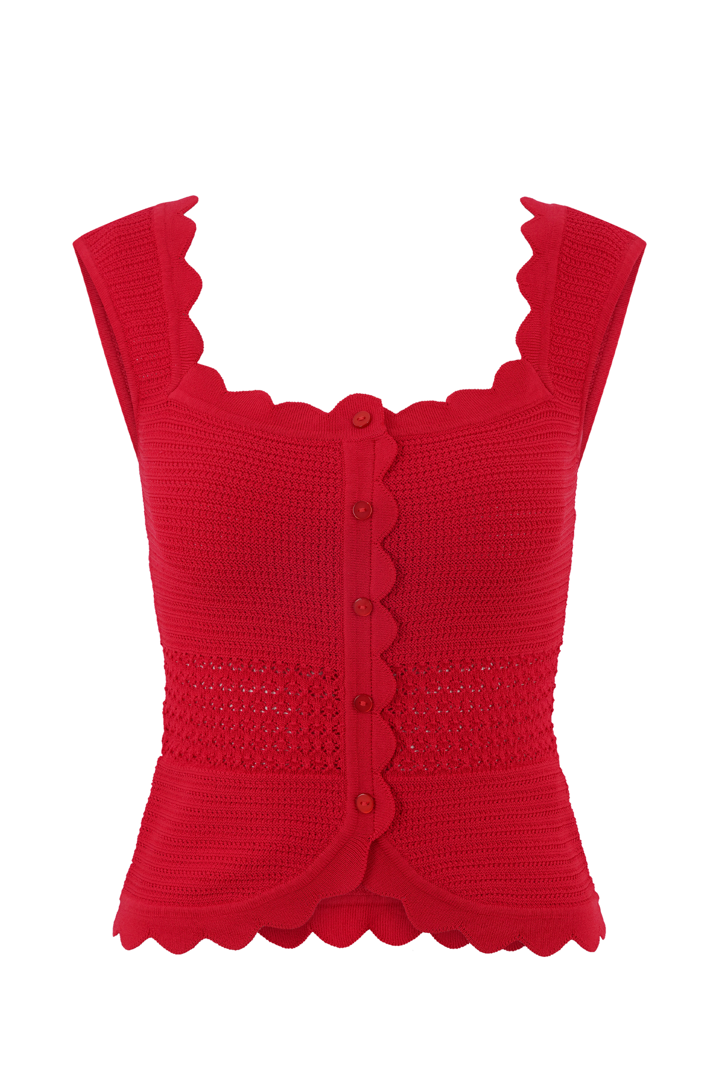 Top en tricot à volants Madeline - Rouge