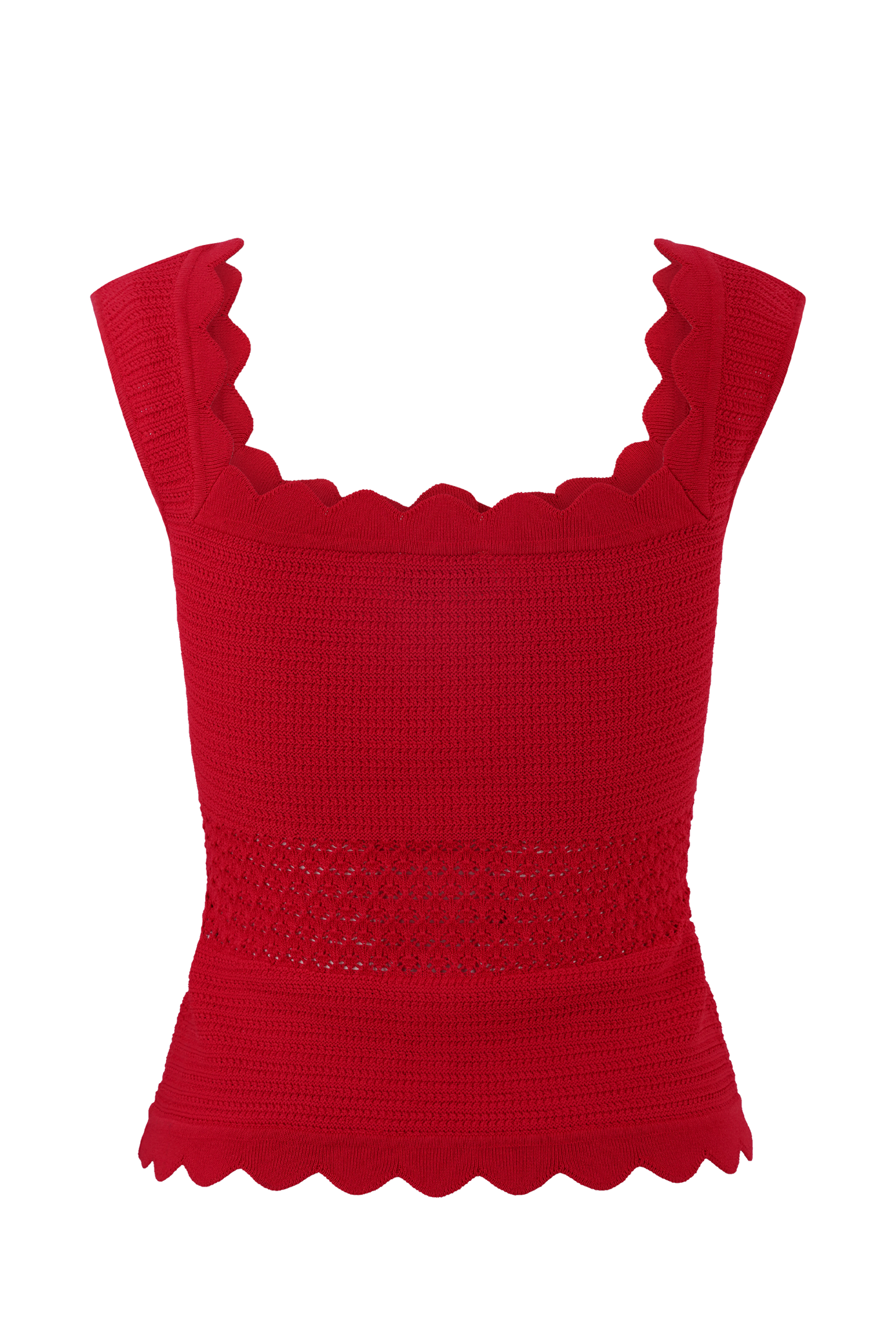 Top en tricot à volants Madeline - Rouge