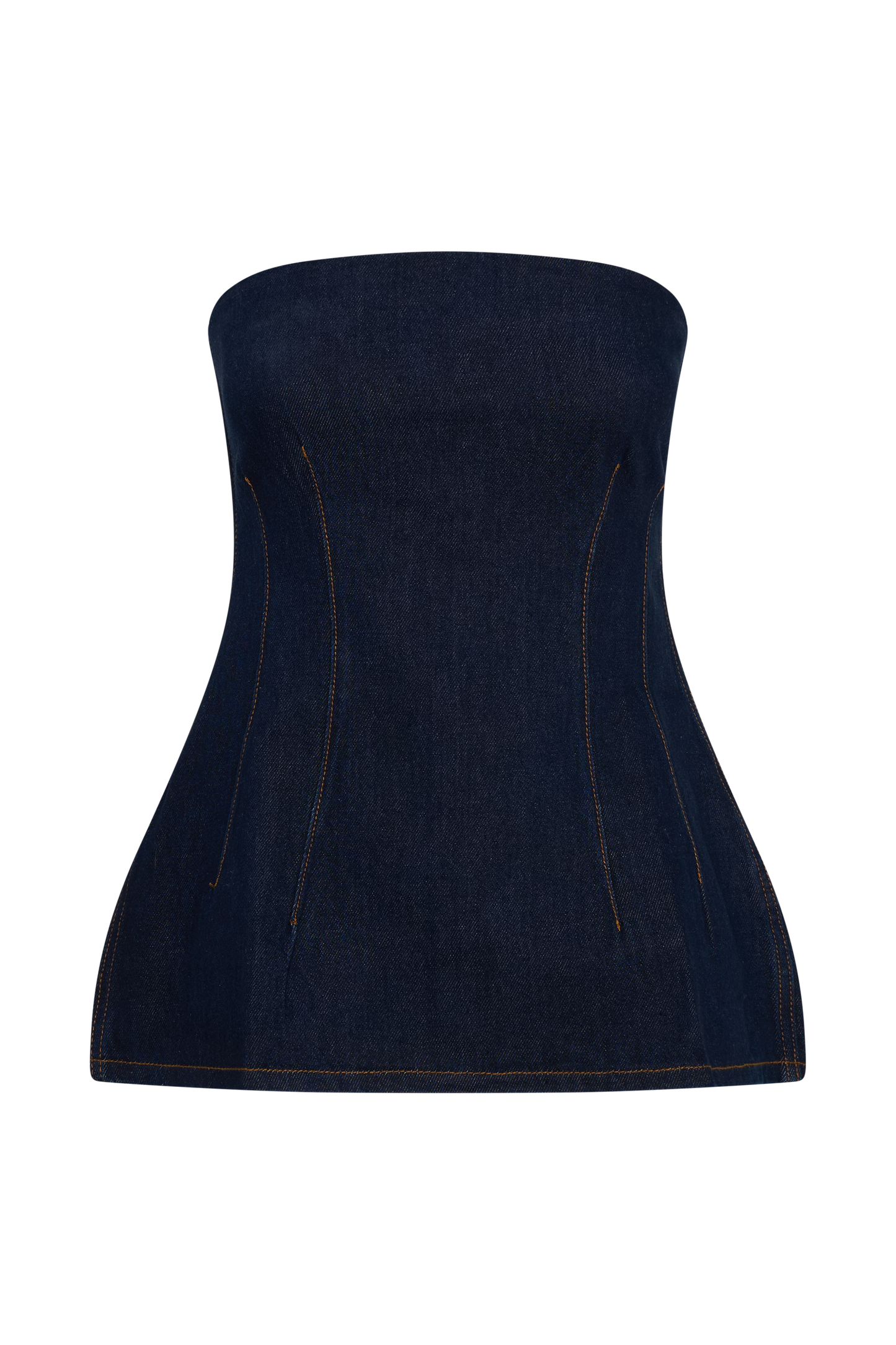 Madelyn Haut en jean sans bretelles et long - Bleu indigo