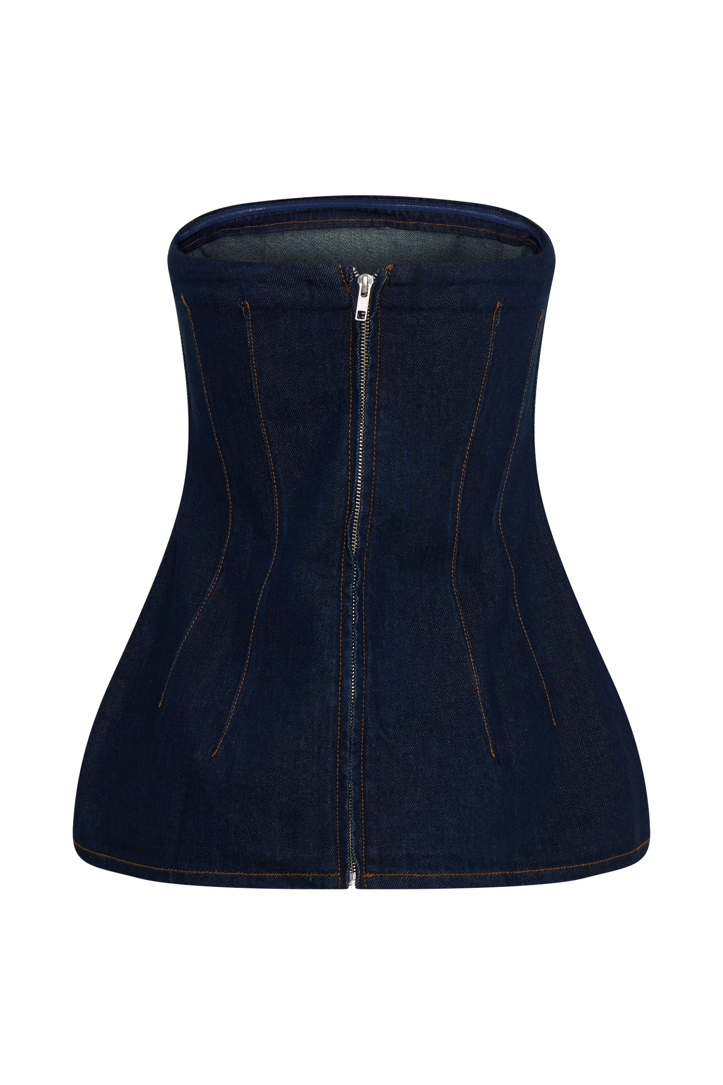 Madelyn Haut en jean sans bretelles et long - Bleu indigo