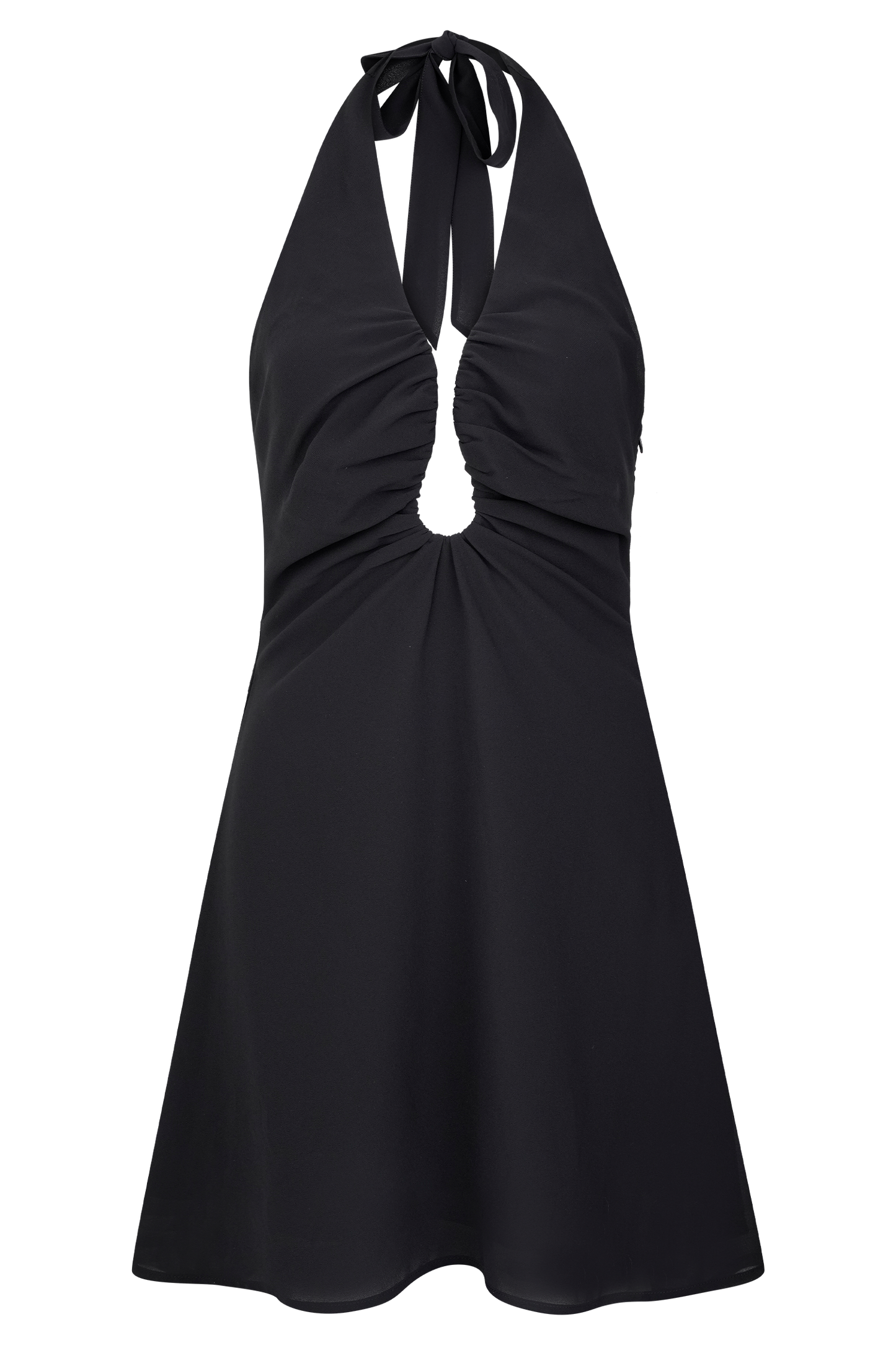 Mini-robe Malakhai en mousseline de soie avec décolleté halter - Noir