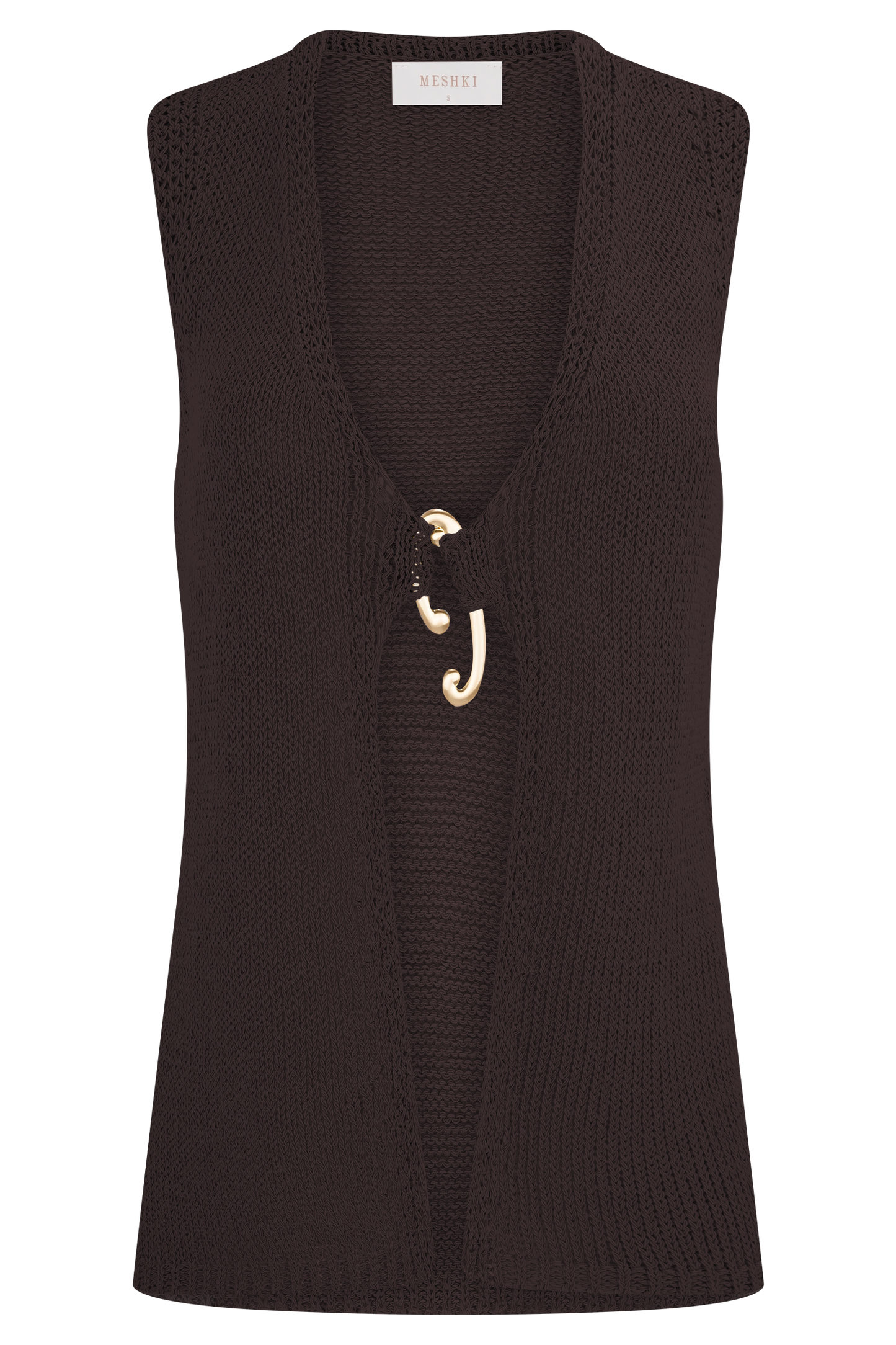 Malani Haut en Tricot avec Accroches Métalliques - Chocolat
