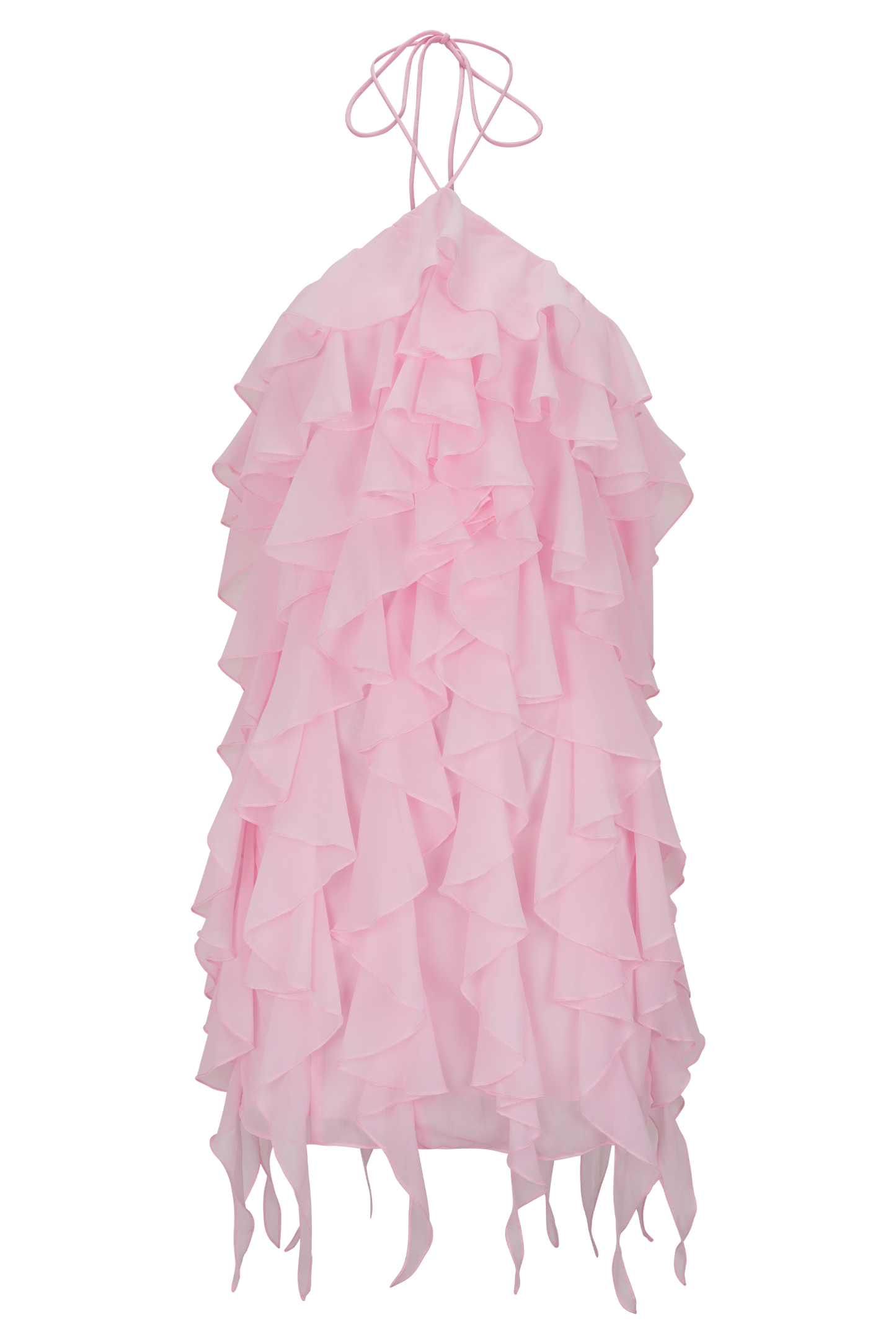 Mini-robe halter à volants Marigold - Rose Poudré