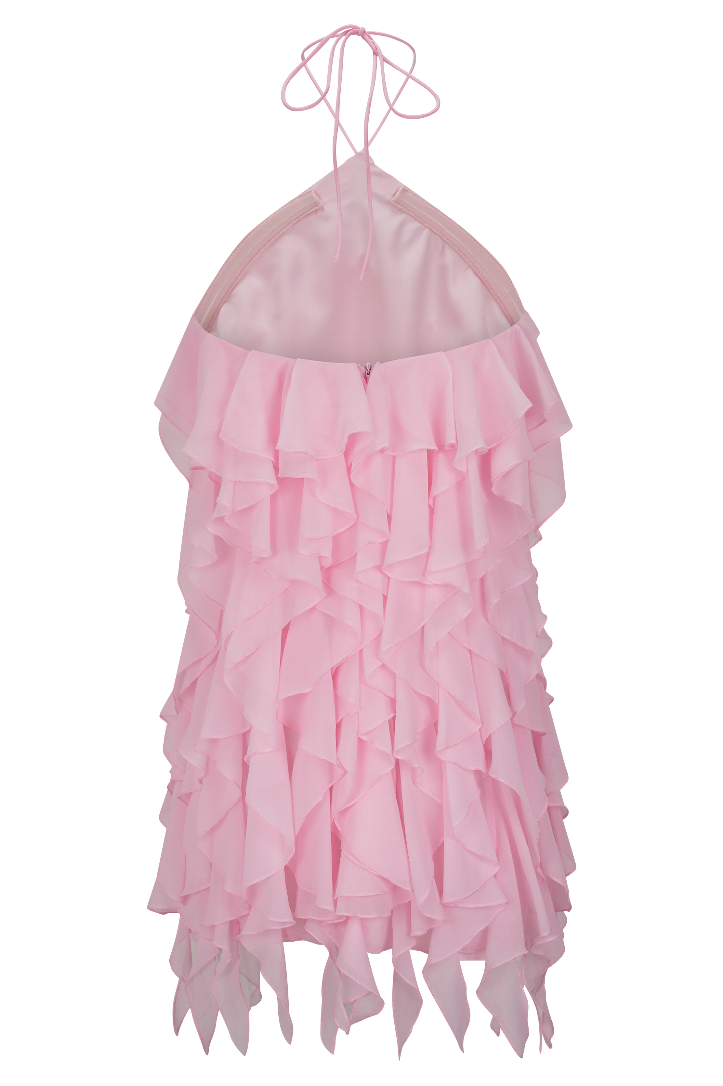 Mini-robe halter à volants Marigold - Rose Poudré