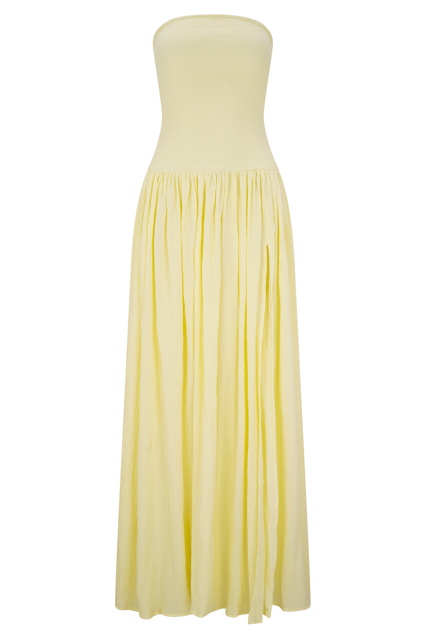 Maureen Robe Maxi en Coton à Plis - Citron