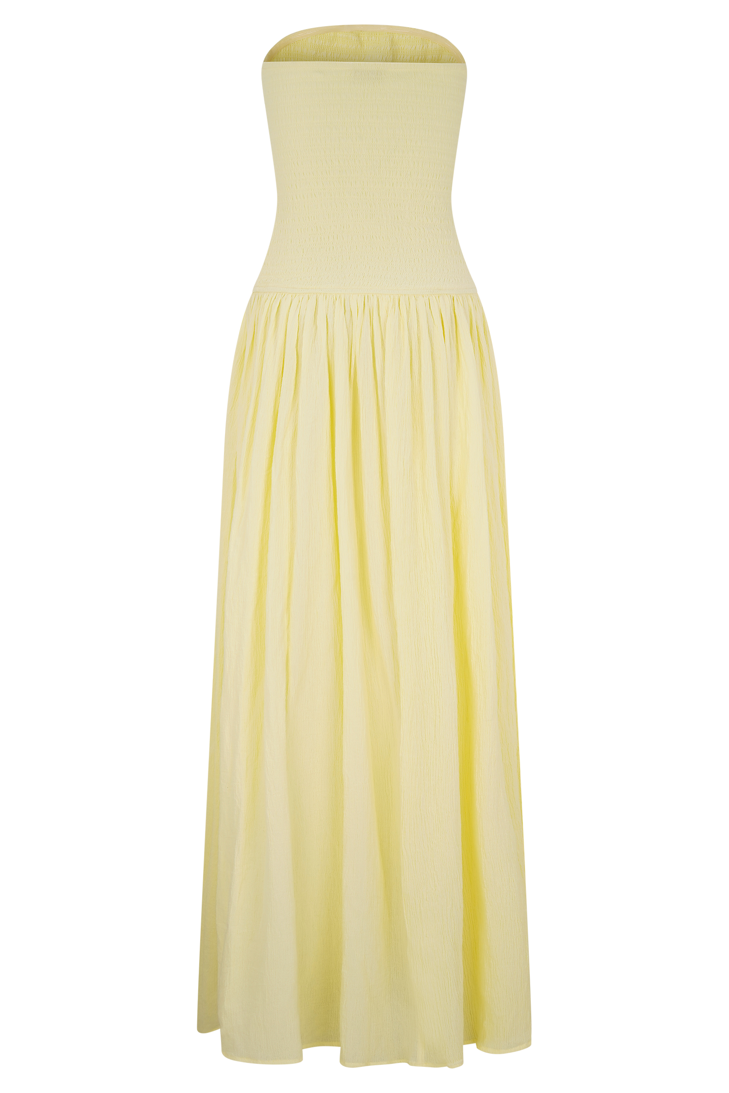 Maureen Robe Maxi en Coton à Plis - Citron