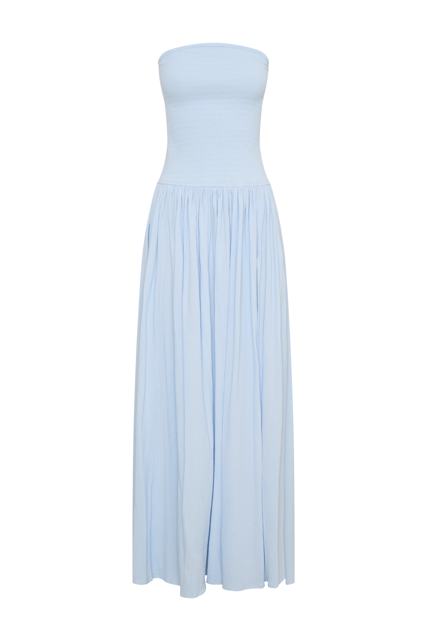 Maureen Cotton Robe Maxi à Plis - Bleu Poudré