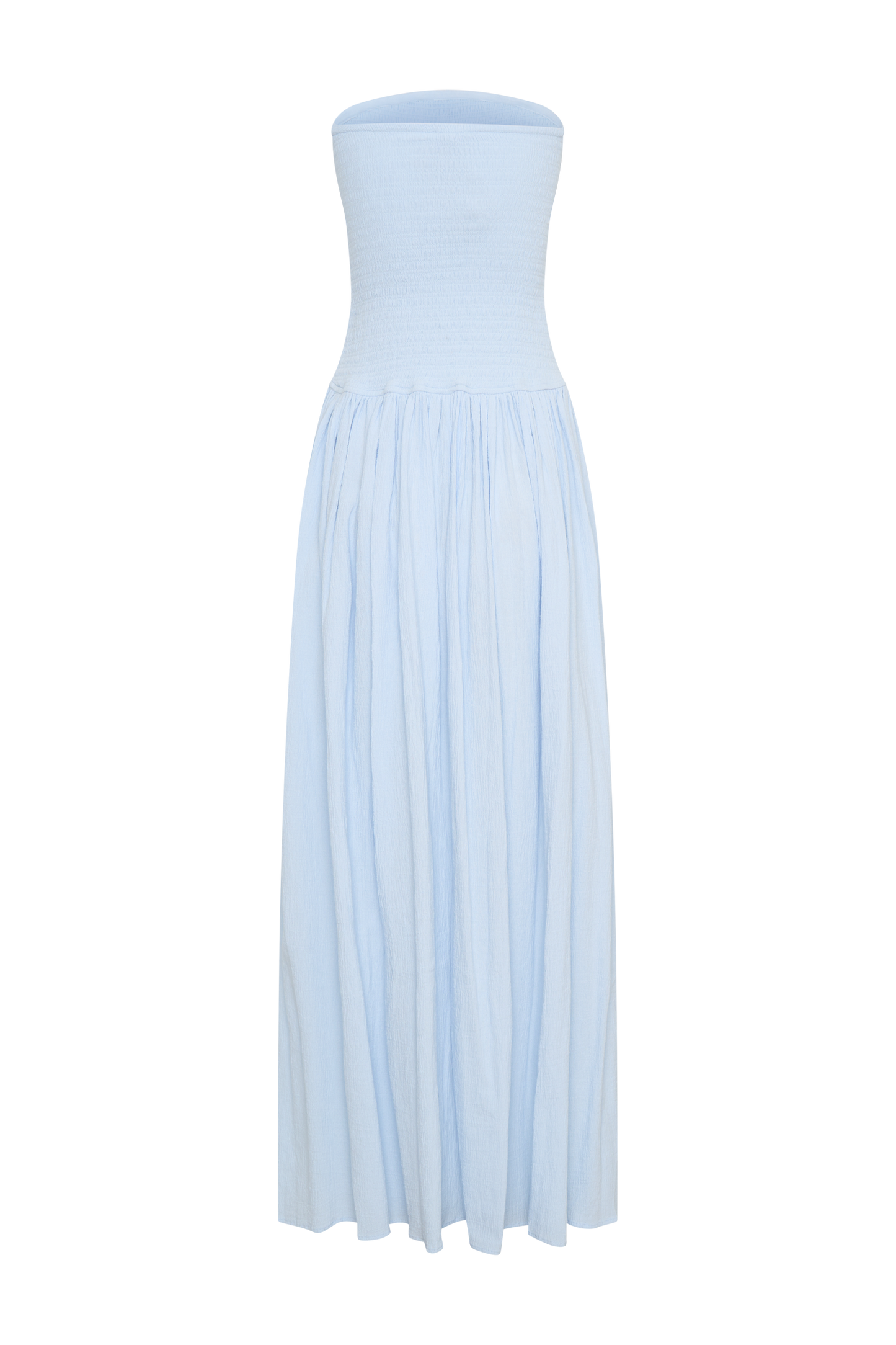 Maureen Cotton Robe Maxi à Plis - Bleu Poudré