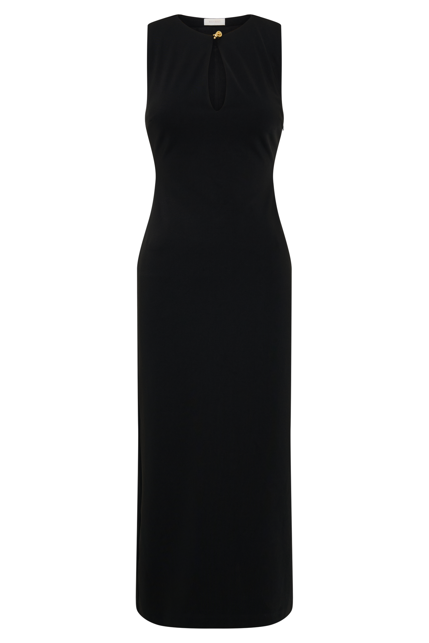 Robe midi en crêpe sans manches Norah - Noir