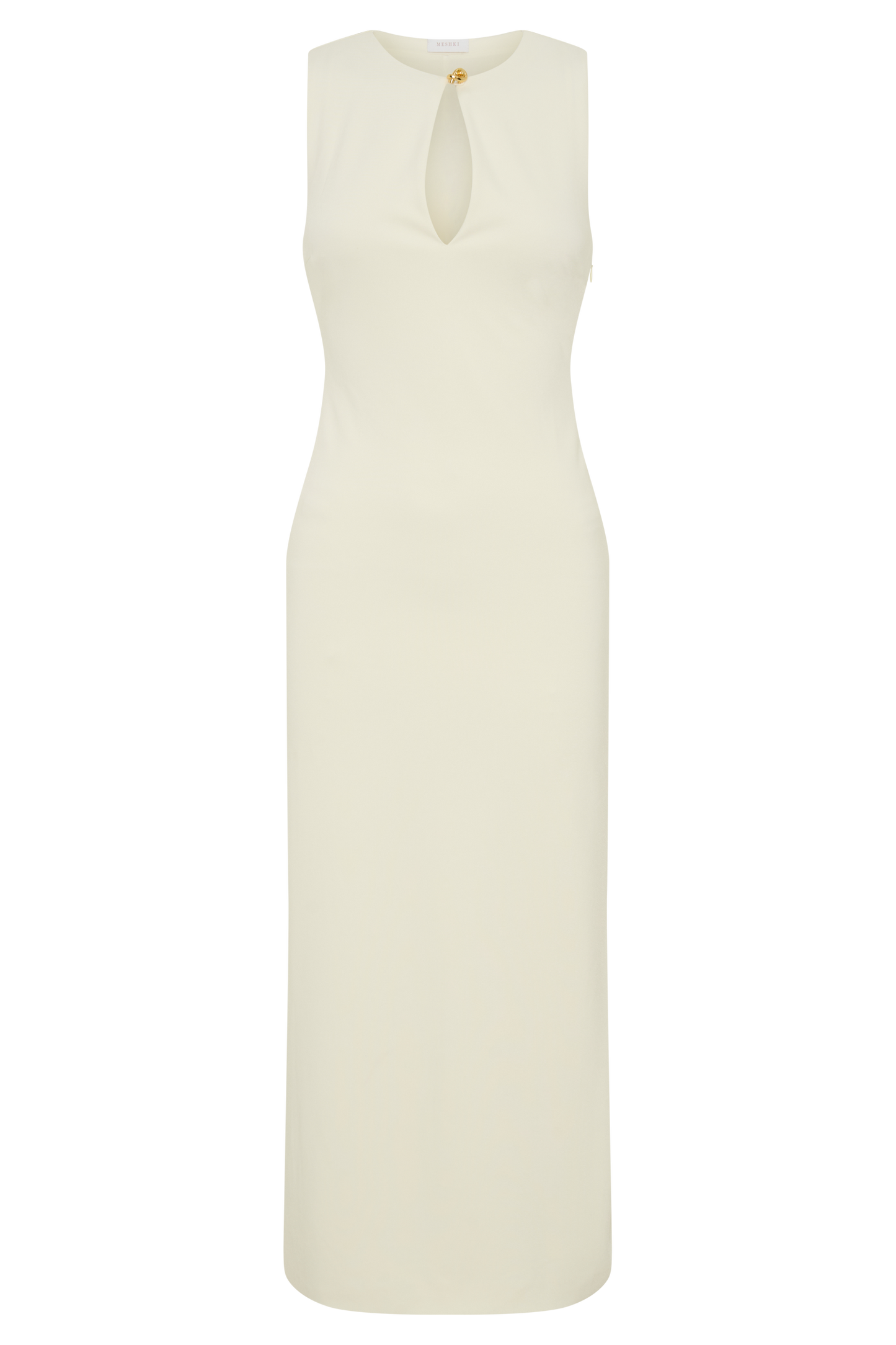 Robe midi en crêpe sans manches Norah - Ivoire