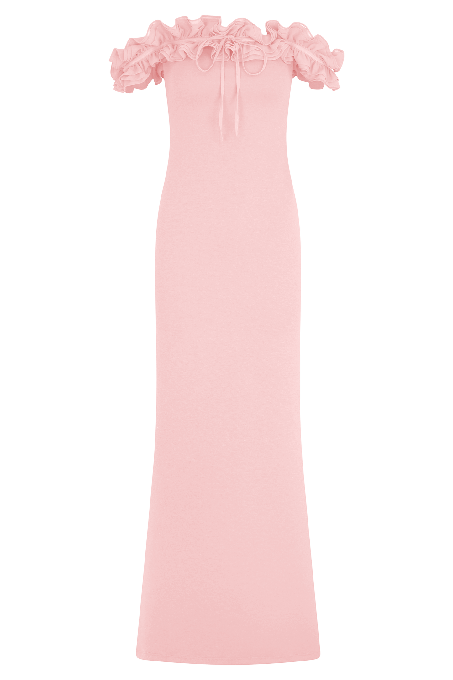 Robe Maxi Nova à Volants et Épaulettes - Rose Ballet