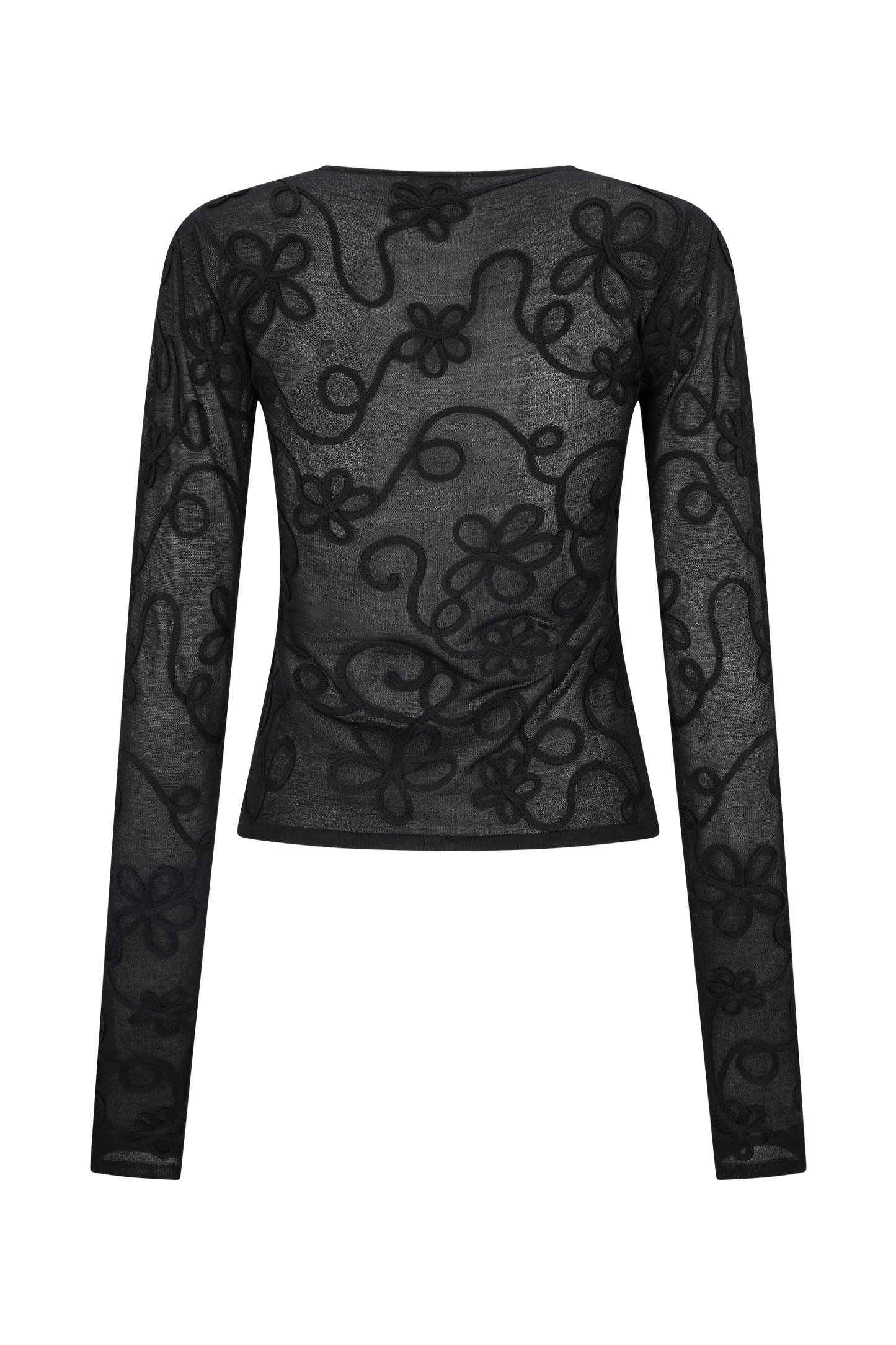 Top en tricot à manches longues brodé Omari - Noir