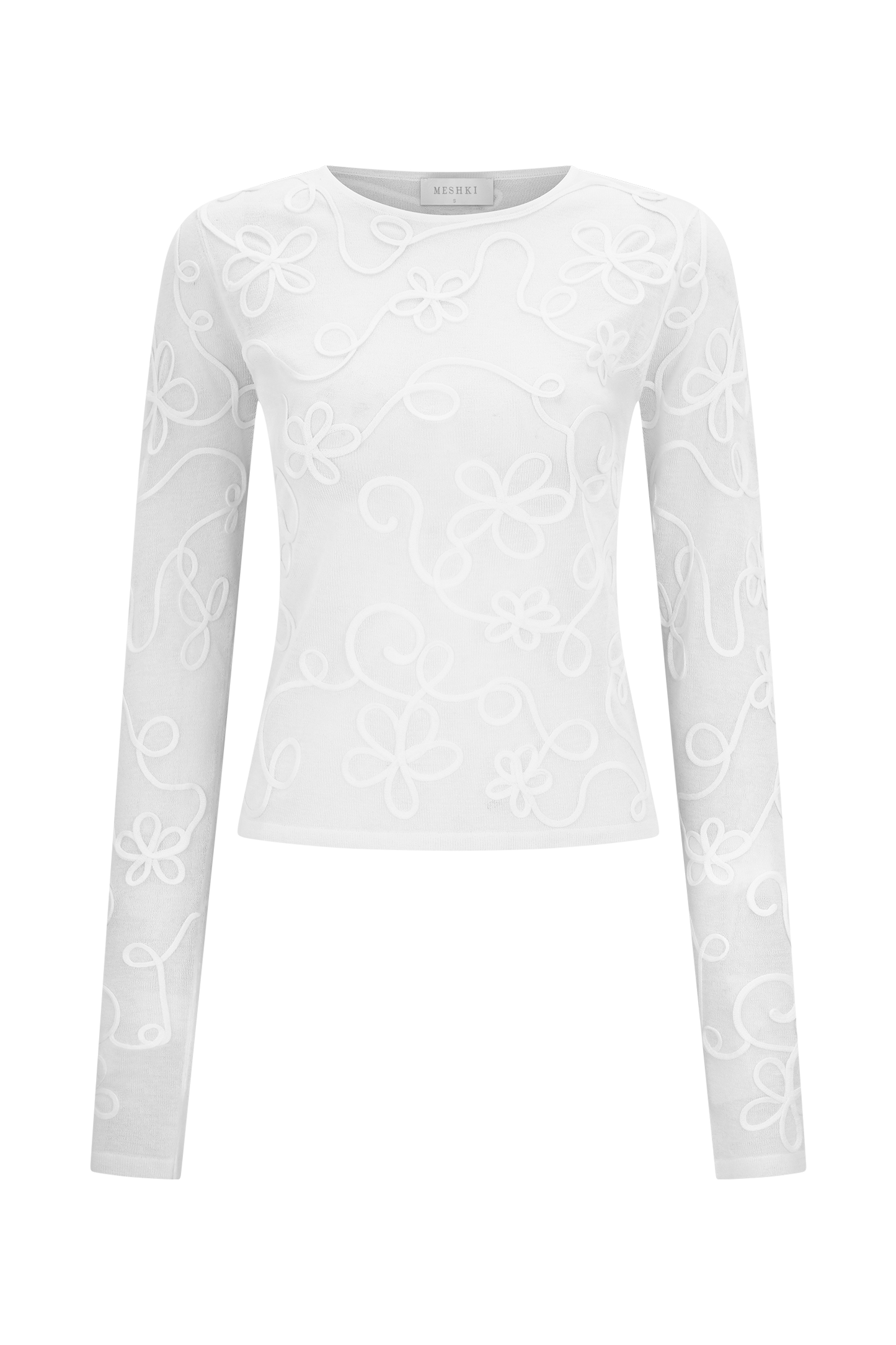 Top en tricot à manches longues brodé Omari - Ivoire