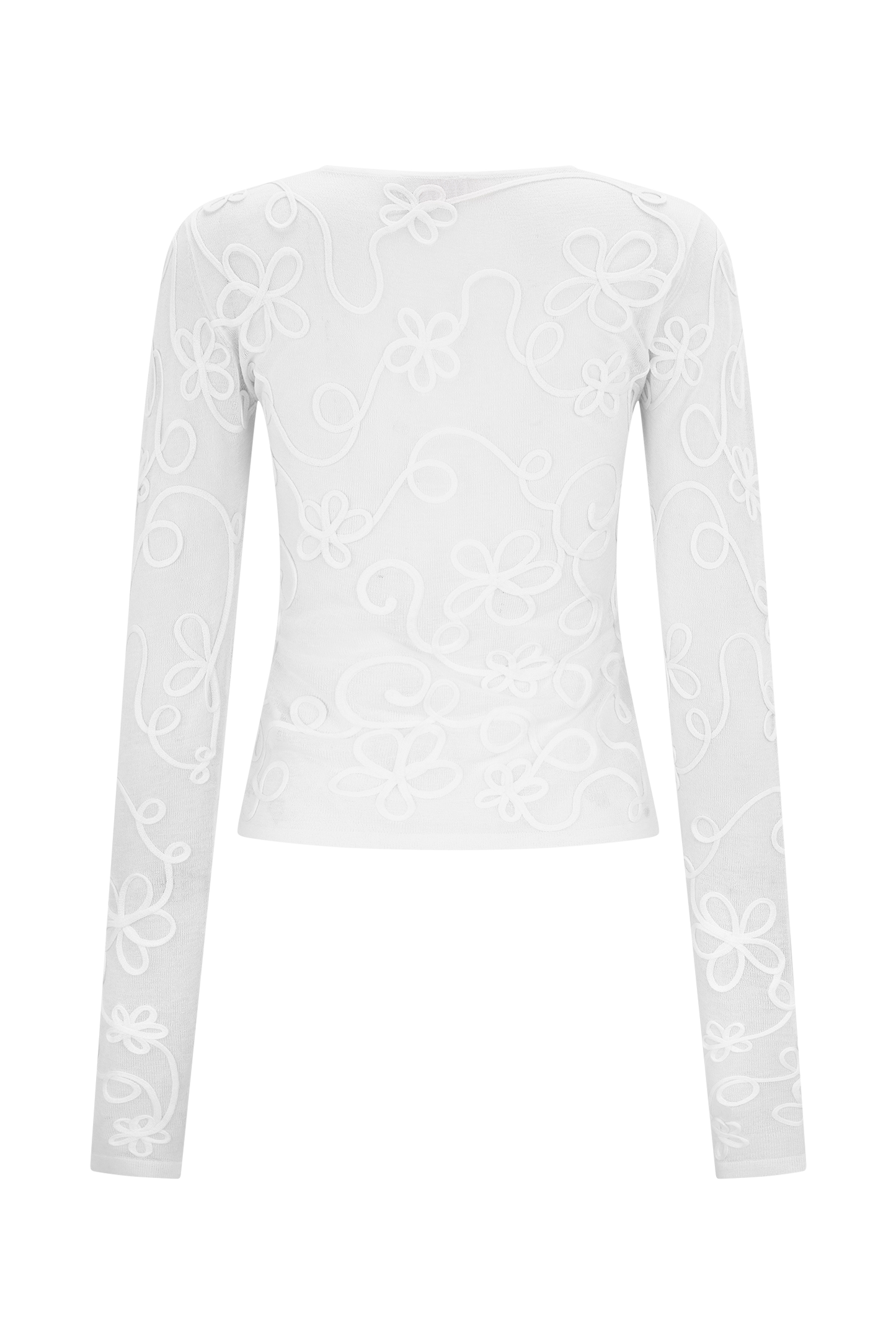 Top en tricot à manches longues brodé Omari - Ivoire