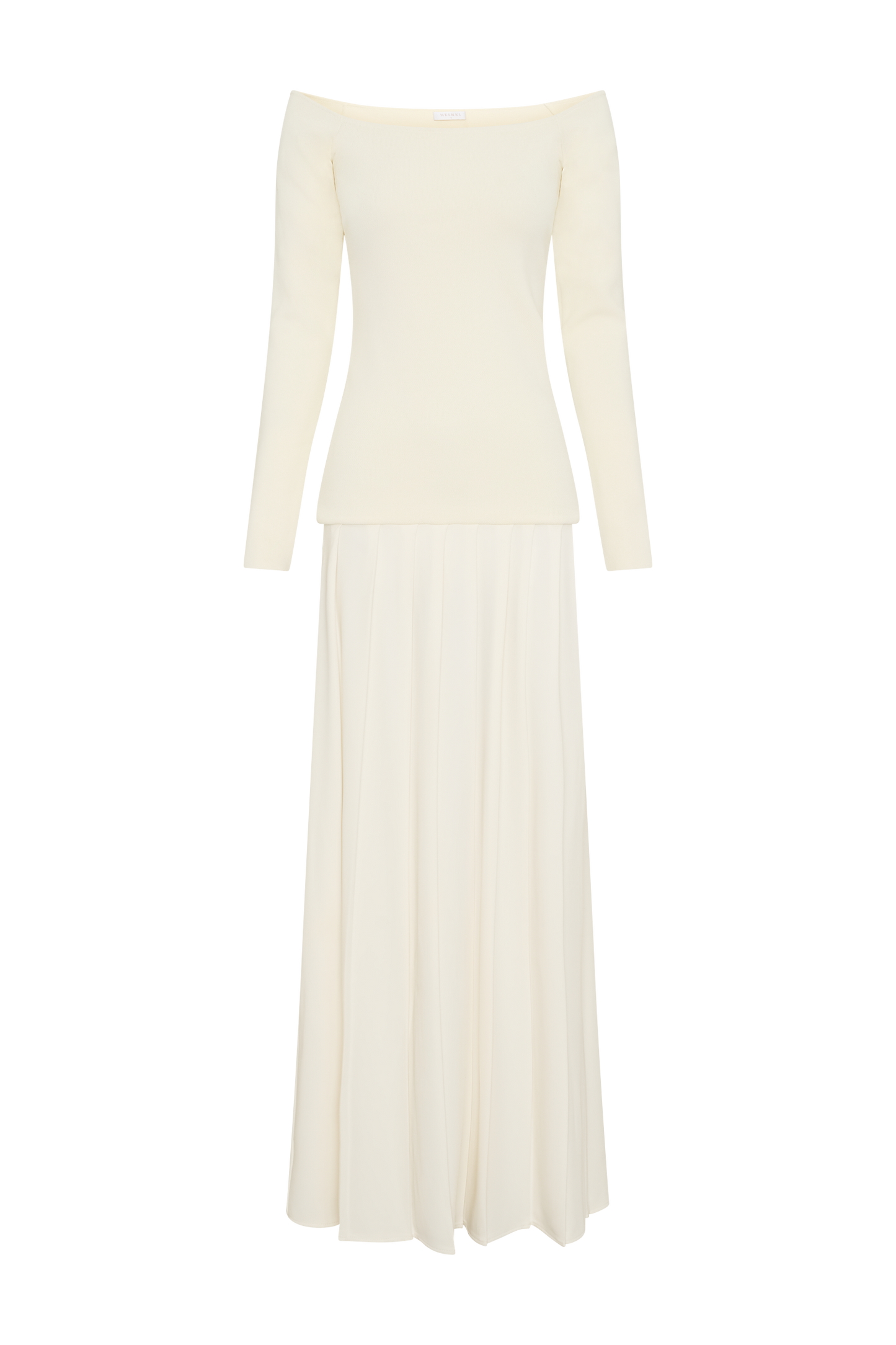 Robe maxi en tricot Presley à épaules dénudées - Ivoire