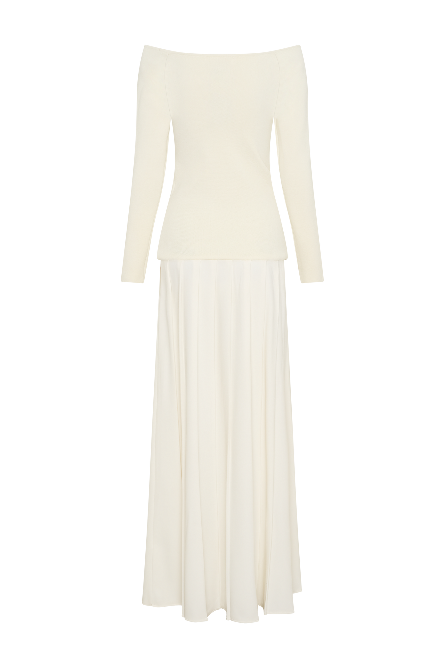 Robe maxi en tricot Presley à épaules dénudées - Ivoire