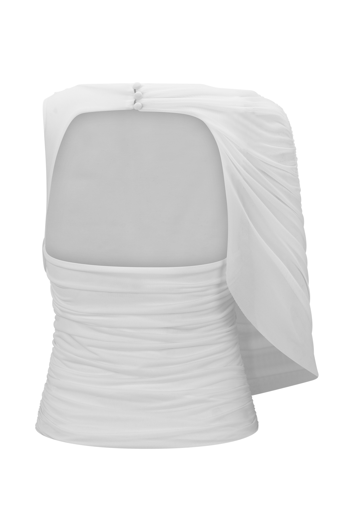 Top fluide et ample Pruedance avec superposition en mesh - Blanc