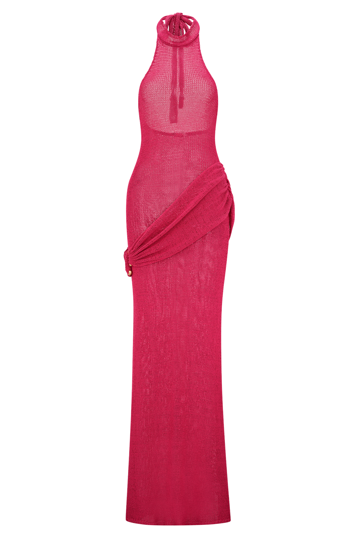 Robe Maxi en Tricot à Manches Frangées Reece - Dragonfruit