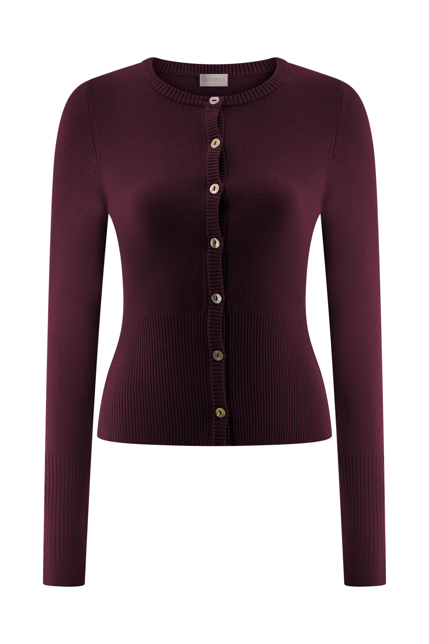 Cardigan en tricot ajusté Reese - Merlot