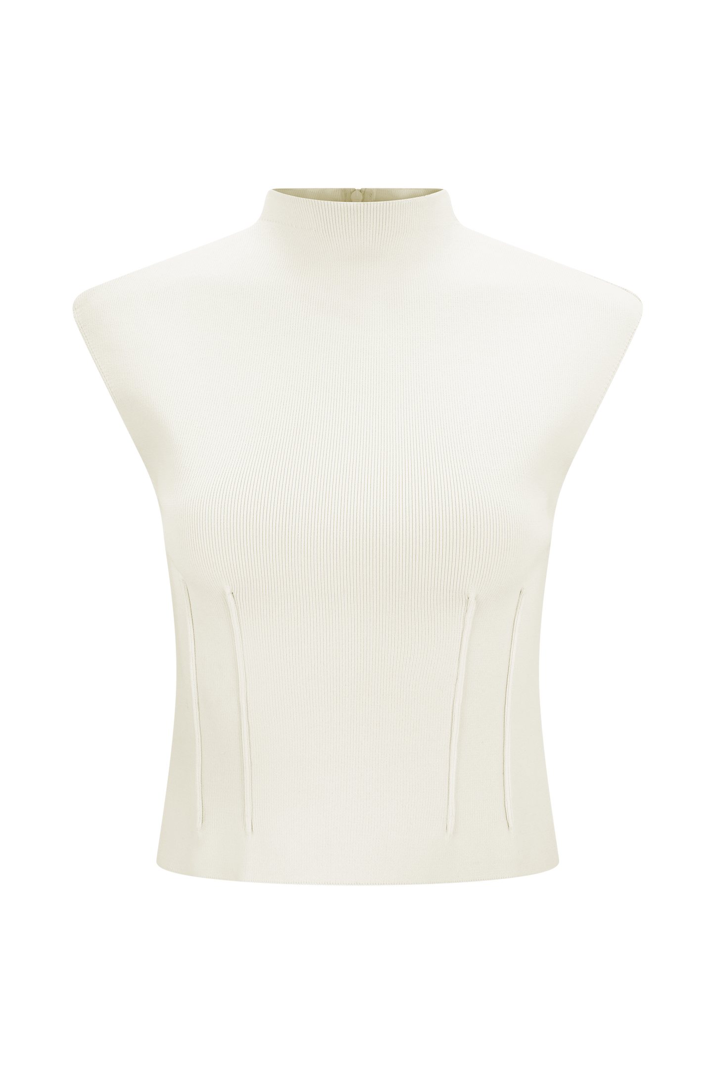 Top en tricot bandage à col montant Romaine - Ivoire