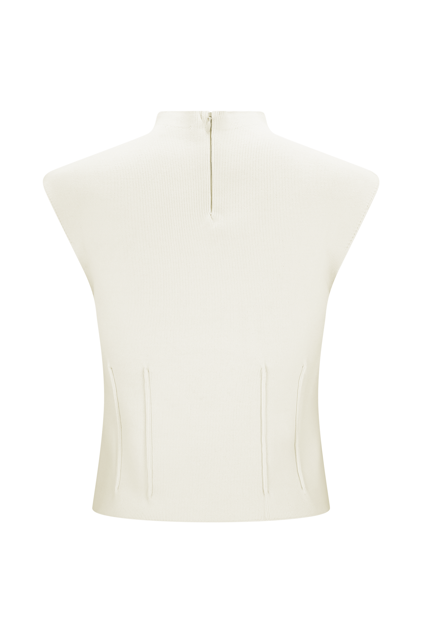 Top en tricot bandage à col montant Romaine - Ivoire