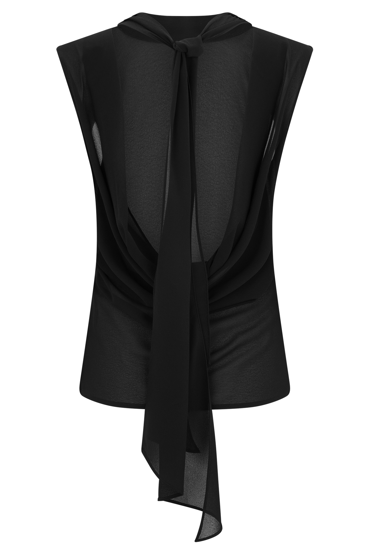 Top en mousseline de soie Saria à dos nu - Noir