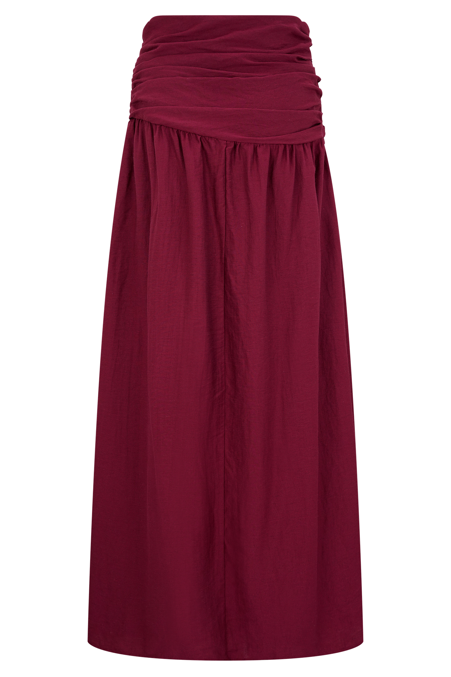 Jupe Maxi en Lin à Nœud et Plis Scottie - Vin Rouge