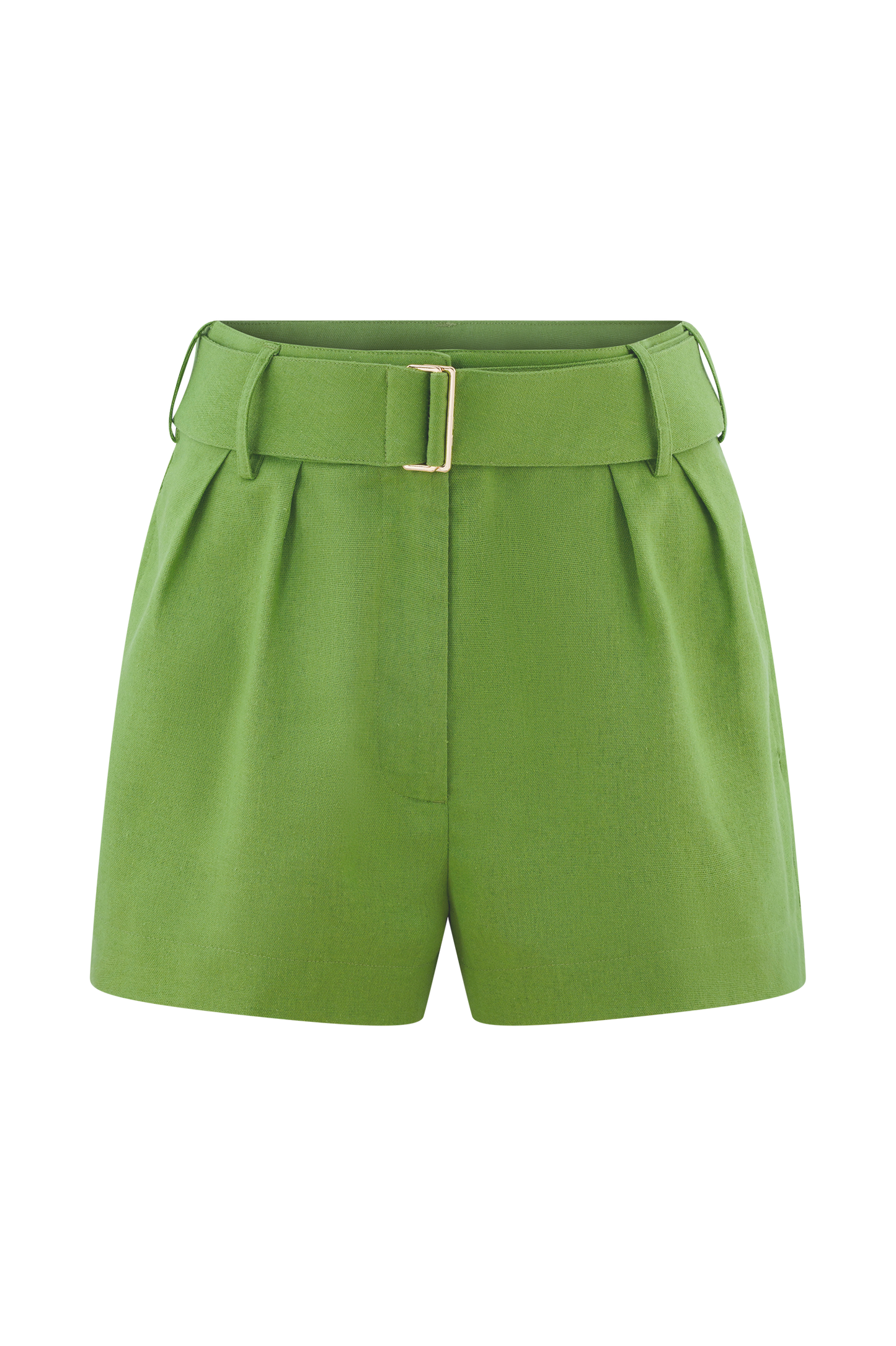 Shorts en lin avec ceinture - Vert