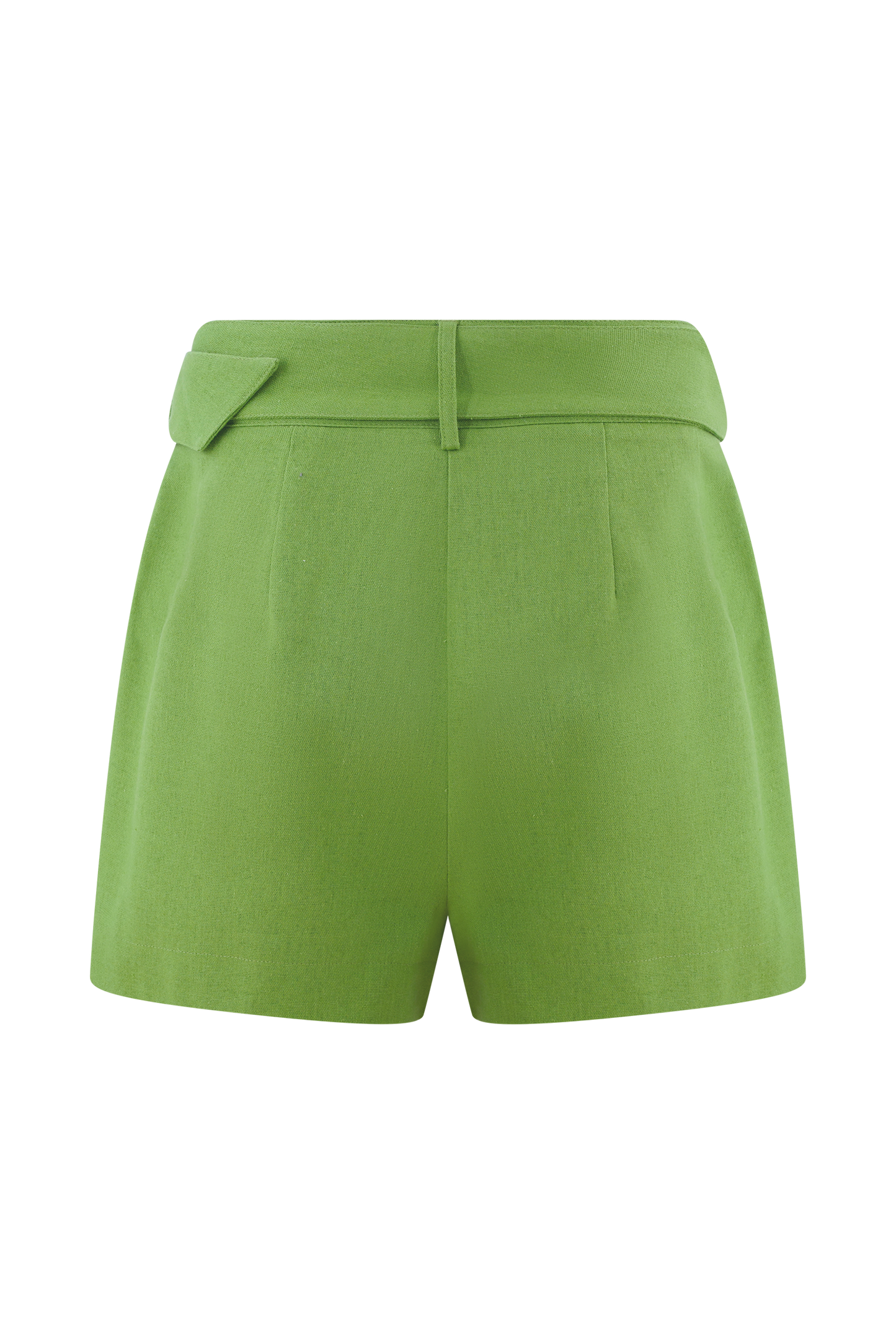 Shorts en lin avec ceinture - Vert