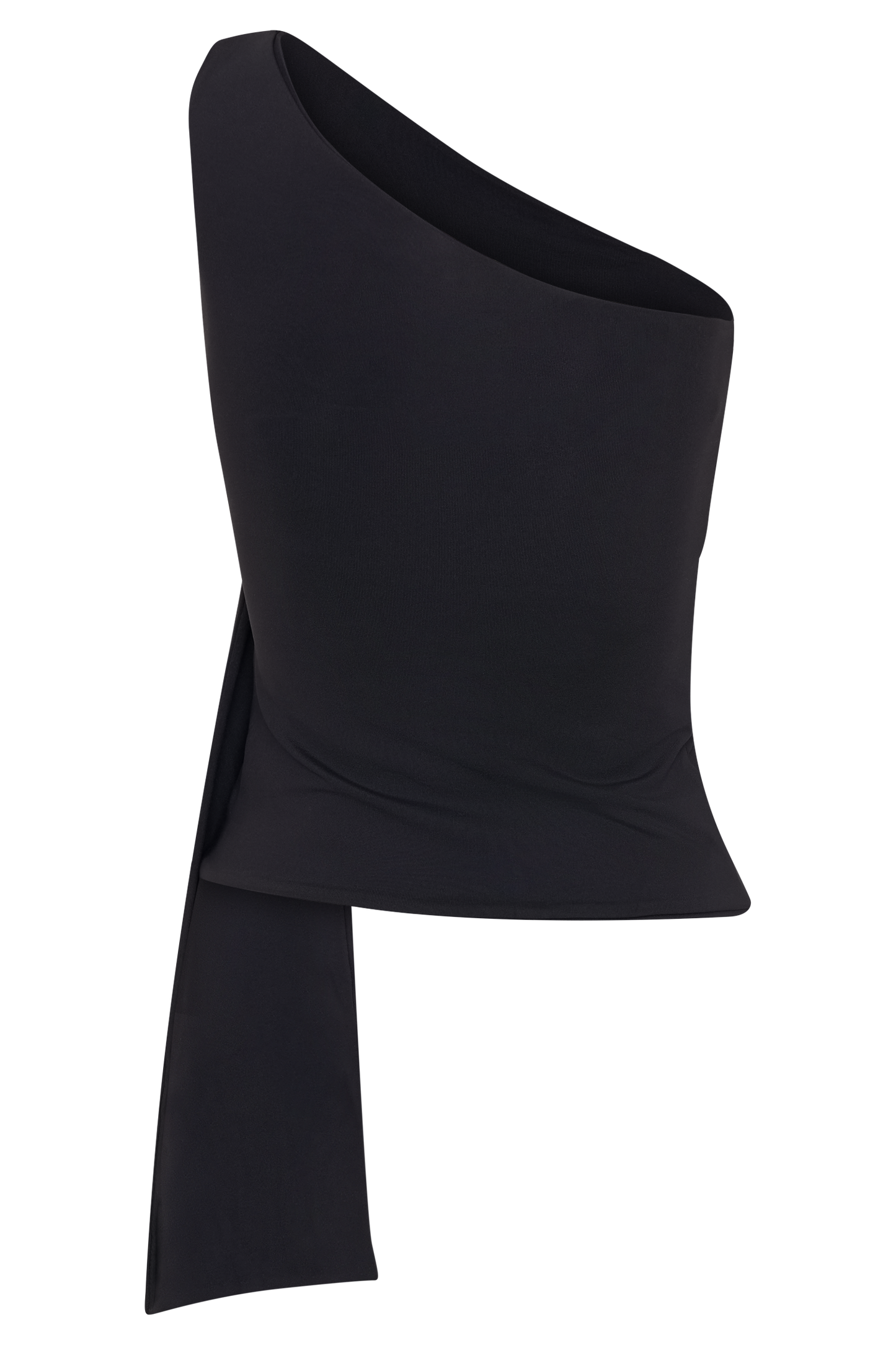 Sera Haut en nylon recyclé à une épaule avec drapé - Noir