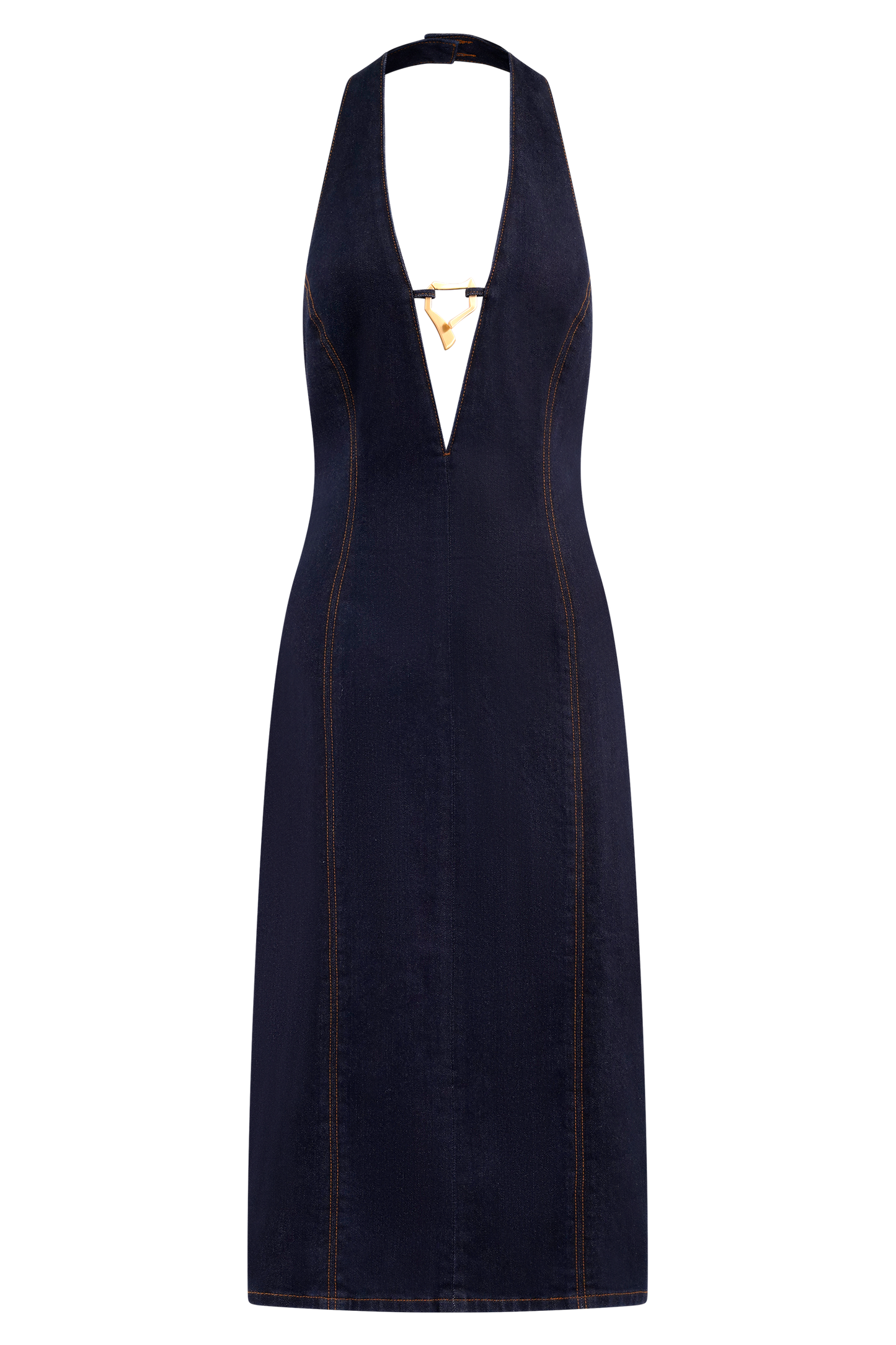 Robe midi en jean à porter en bandoulière Shauna - Bleu indigo