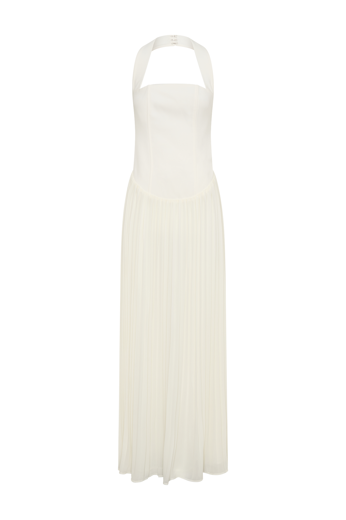 Robe Maxi Stacie à Plis et Emmanchures Croisées - Ivoire