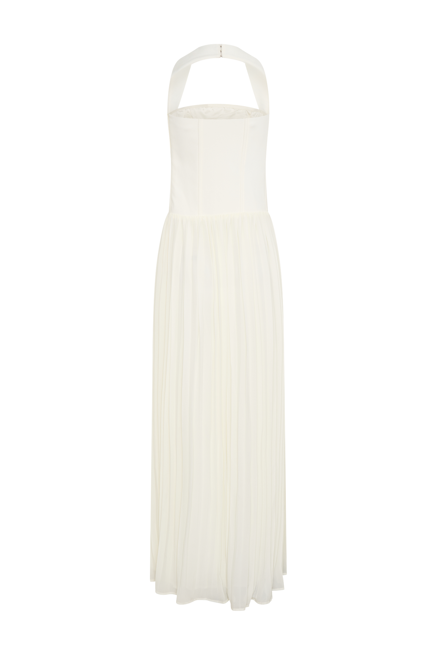 Robe Maxi Stacie à Plis et Emmanchures Croisées - Ivoire