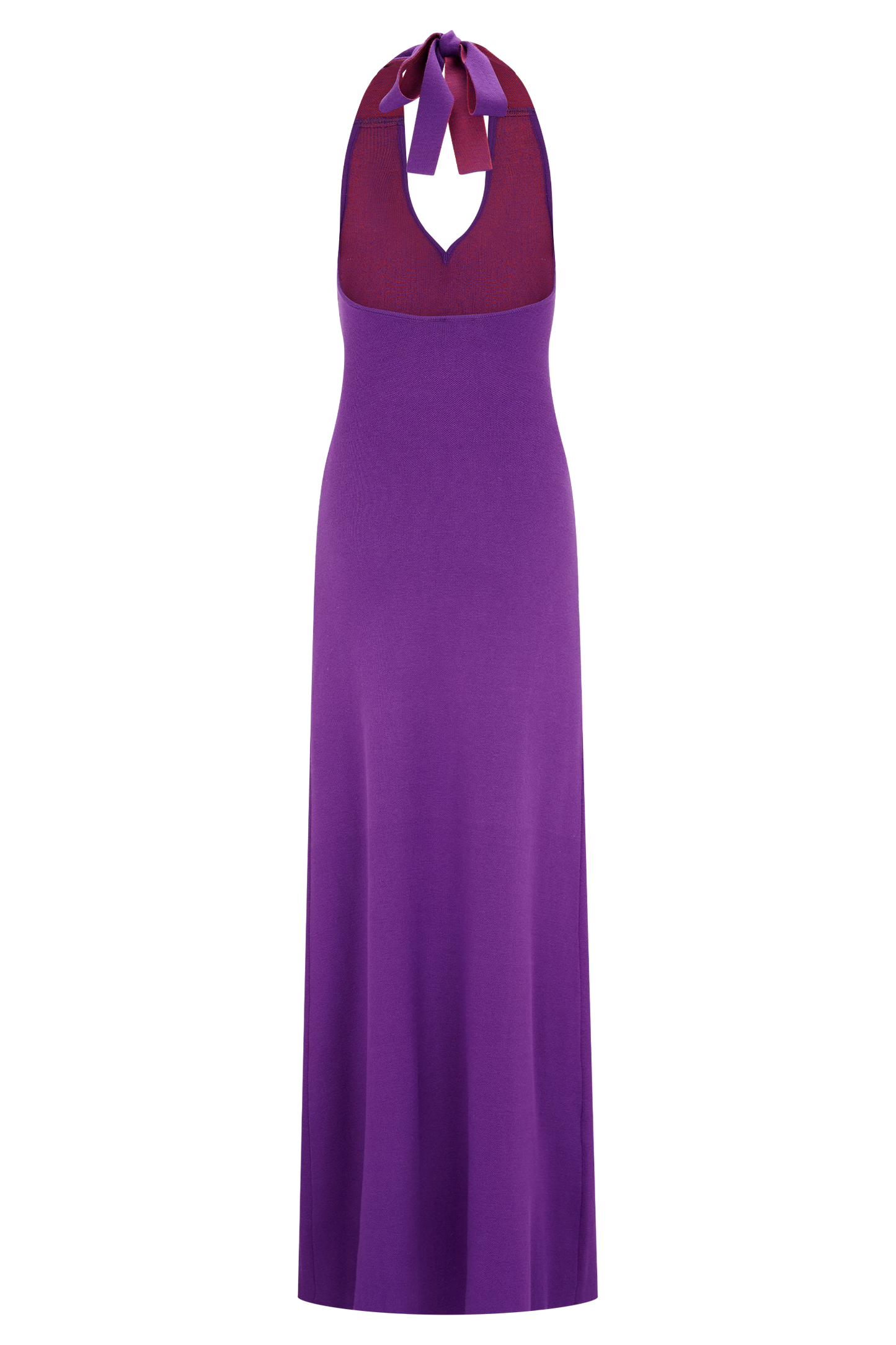 Robe Maxi à Manches Frangées en Tricot Stacy - Violet/Rouge