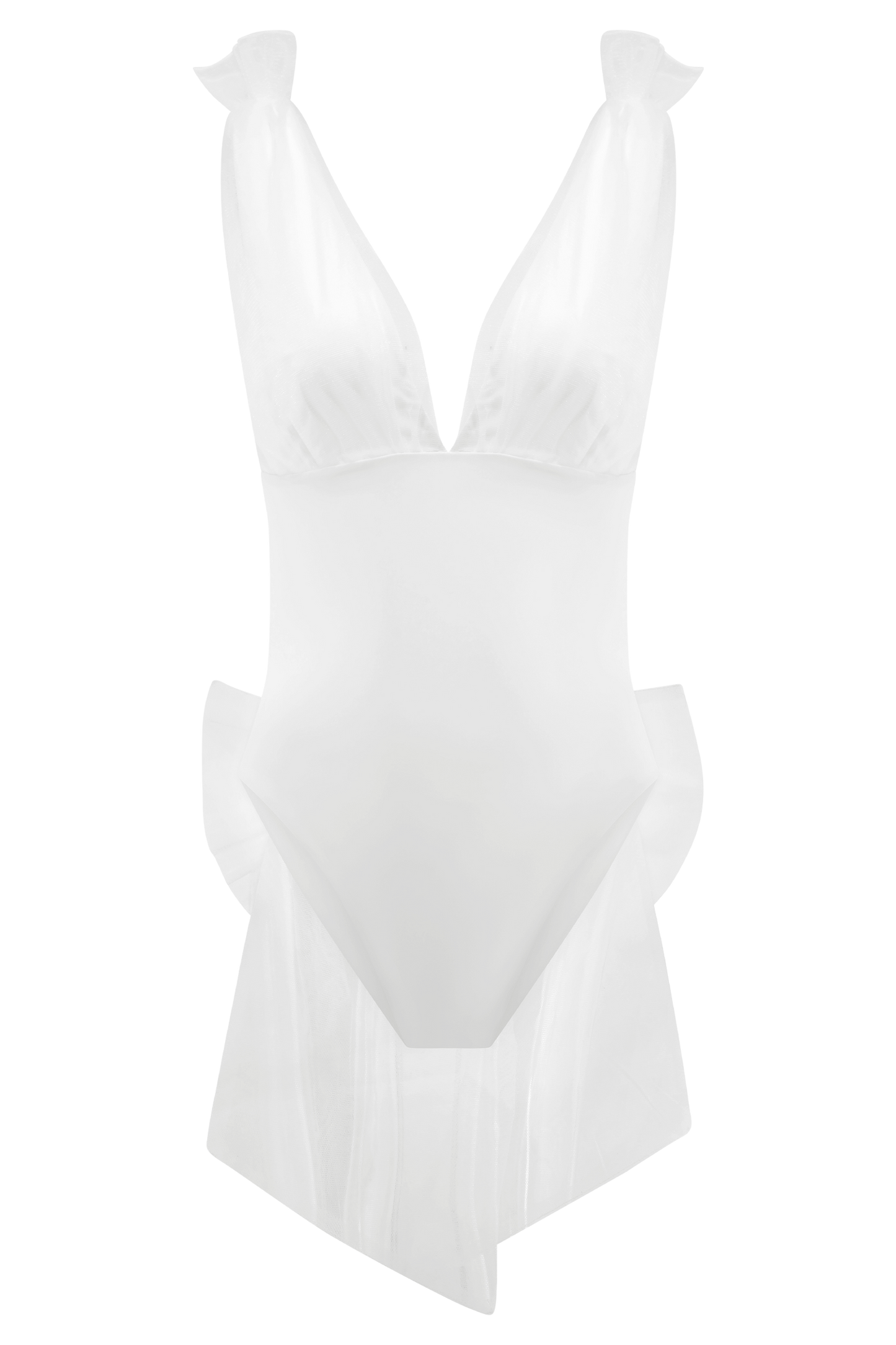 Maillot de bain une pièce Sybil Plunge avec nœud - Ivoire