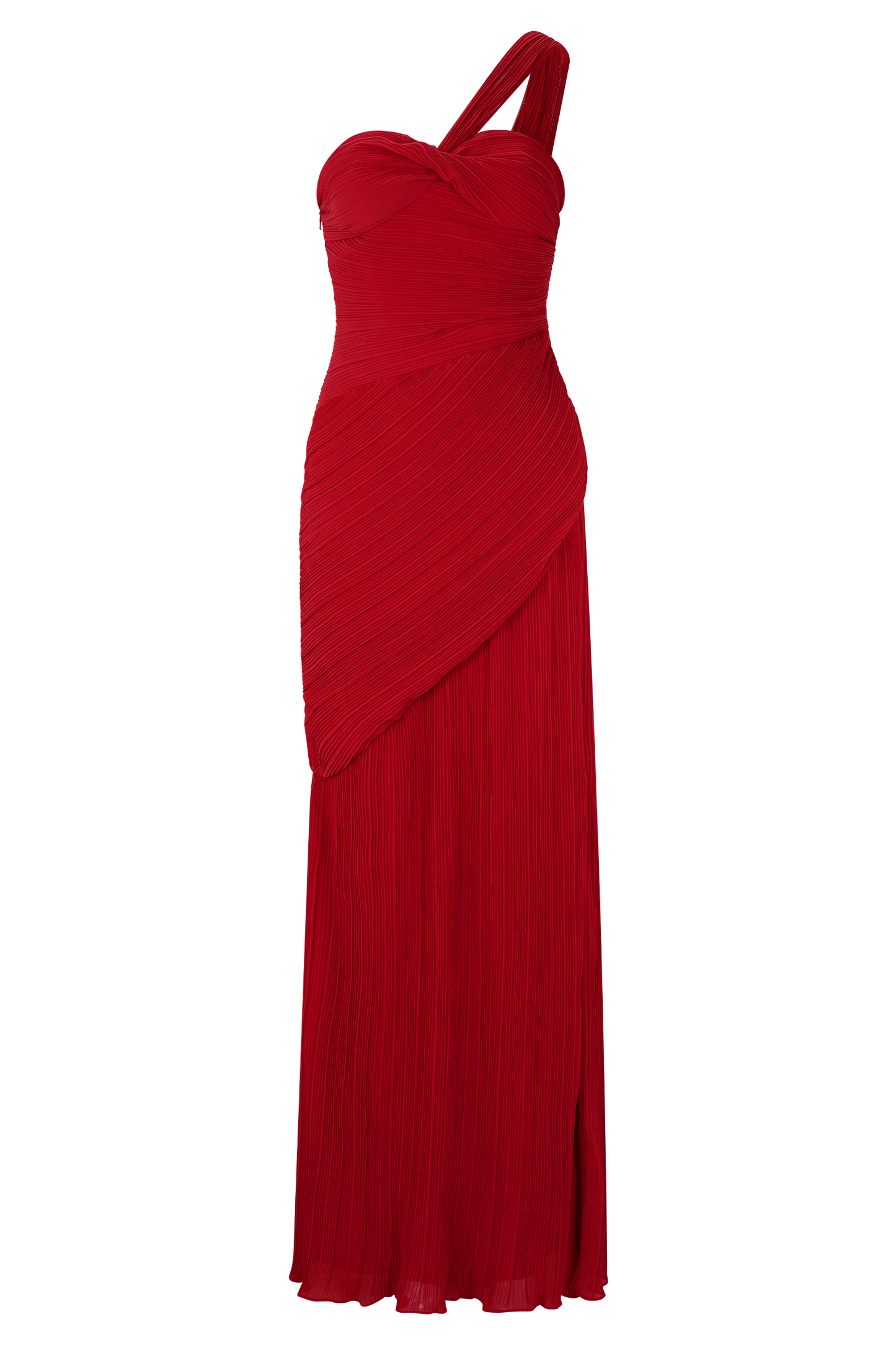 Robe midi en mousseline de soie à plis Tamara - Rouge