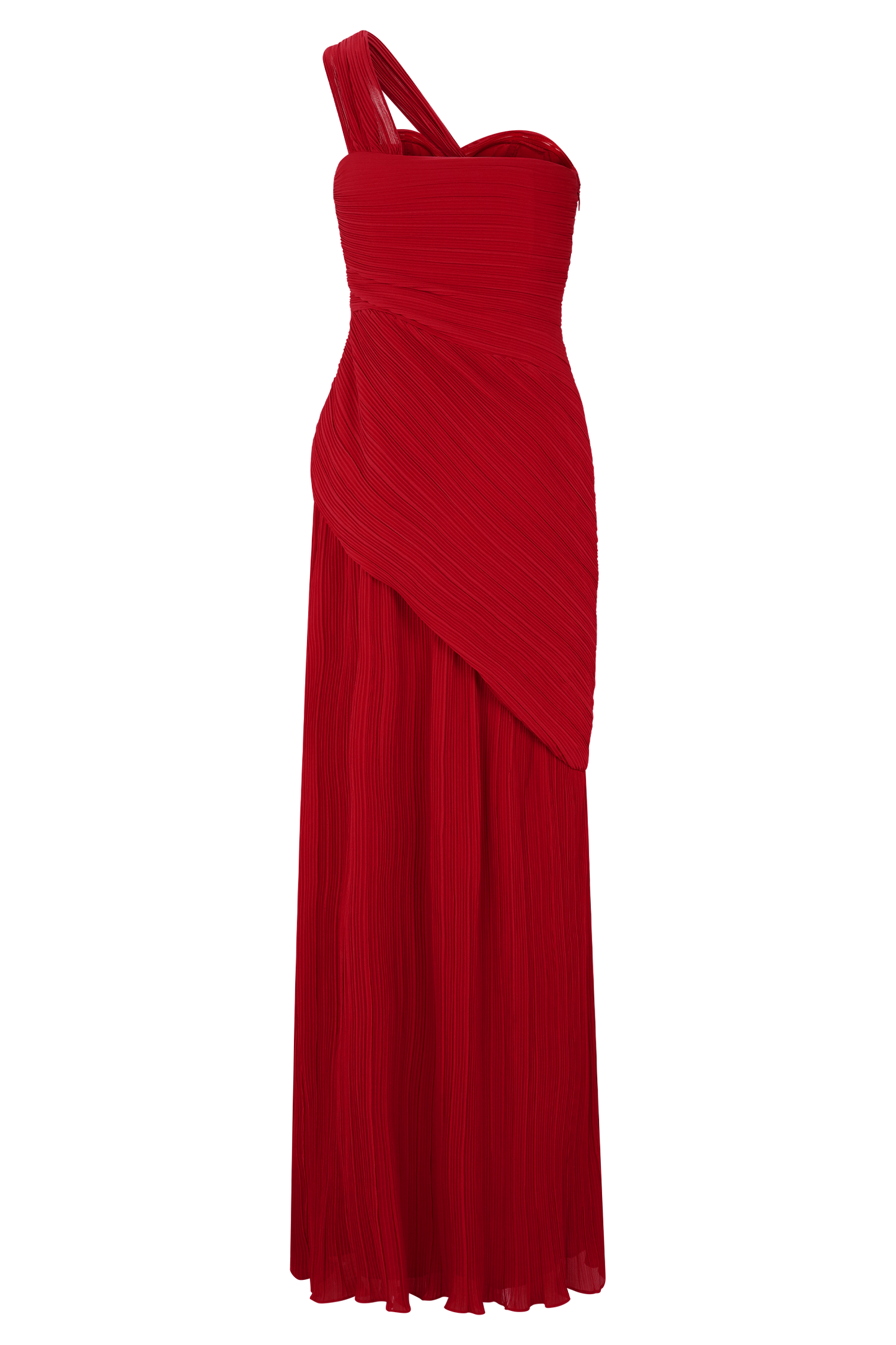 Robe midi en mousseline de soie à plis Tamara - Rouge